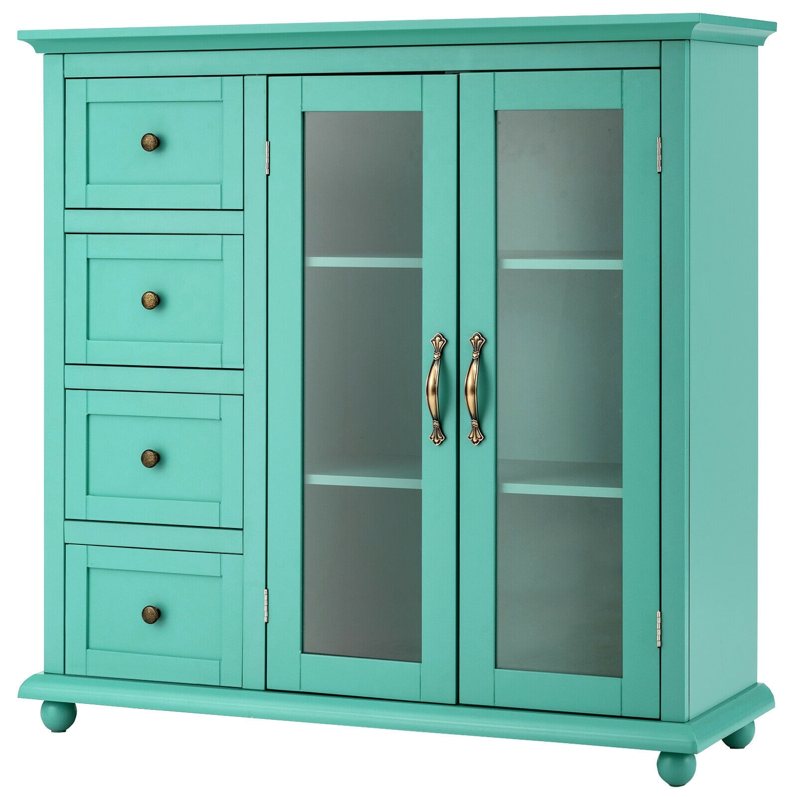Slickblue D-CO-NG71601VJ Multipurpose Sideboard Cabinet - Modern Contemporary Blue/Green Finish MDF Wood - Buffet with Shelves and Drawers - Entryway or Kitchen Storage No Wine Rack