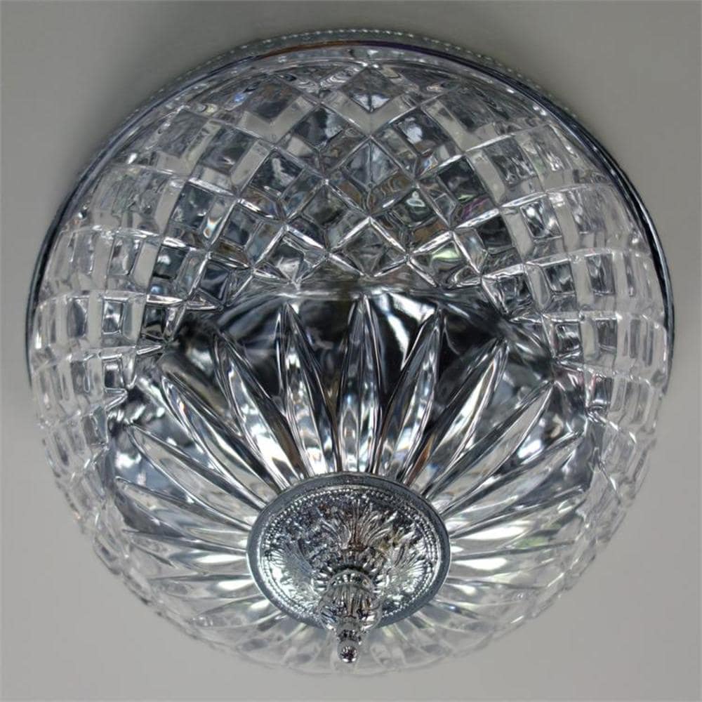 Chrome Crystal Bowl 2-Light Incandescent Flush Mount