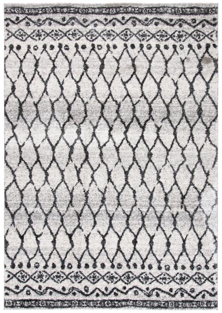 Tunisia Black and Ivory Geometric 8' x 10' Area Rug