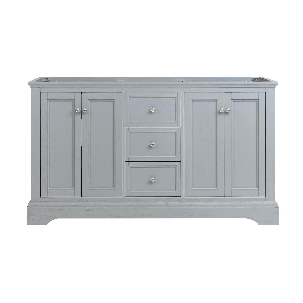Gray Double Freestanding Wood Bathroom Vanity Cabinet