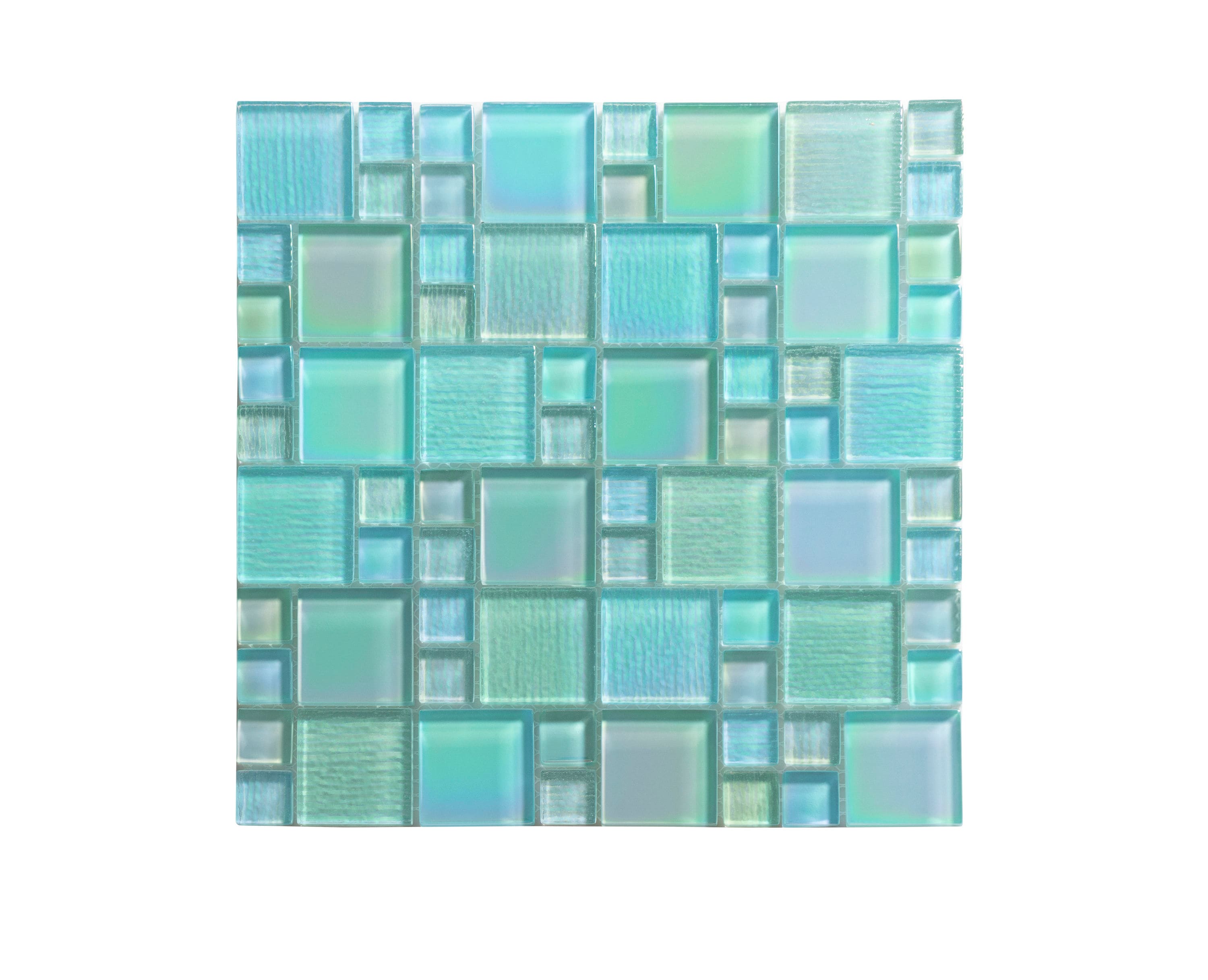 Better Homes & Gardens 3-Piece Aqua Glass Iridescent Mosaic Bath Accessory  Set