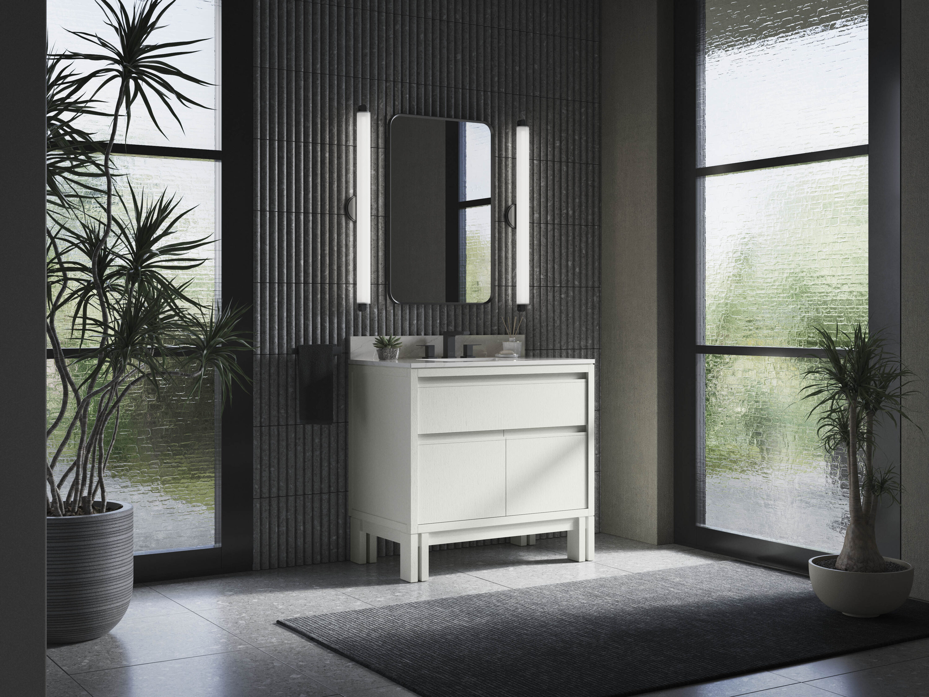 KOHLER 32838-GW0 Solive 36-in White Undermount Single Sink Bathroom Vanity with White Quartz Top