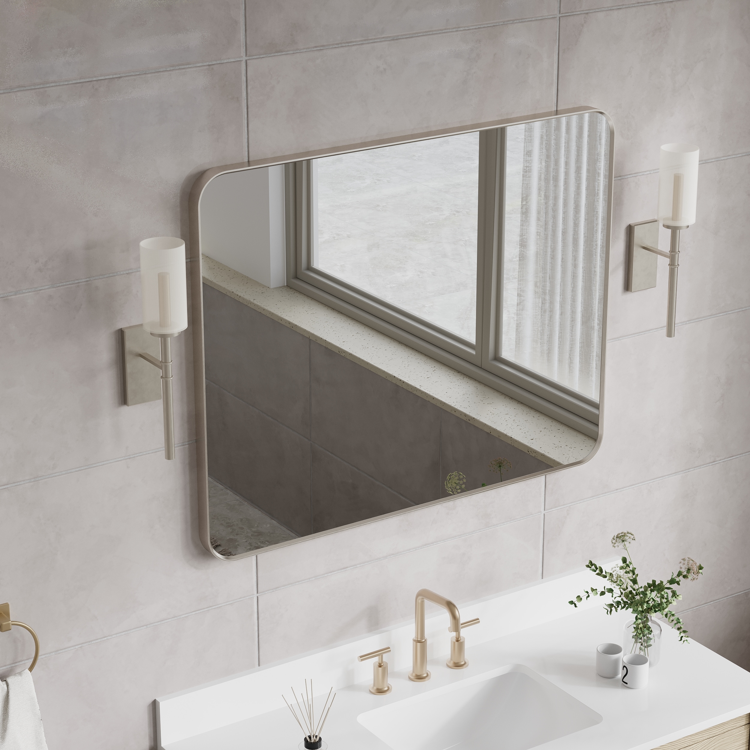 WELLFOR MD2832MR-WT Framed-Bath-Mirrors - View #10