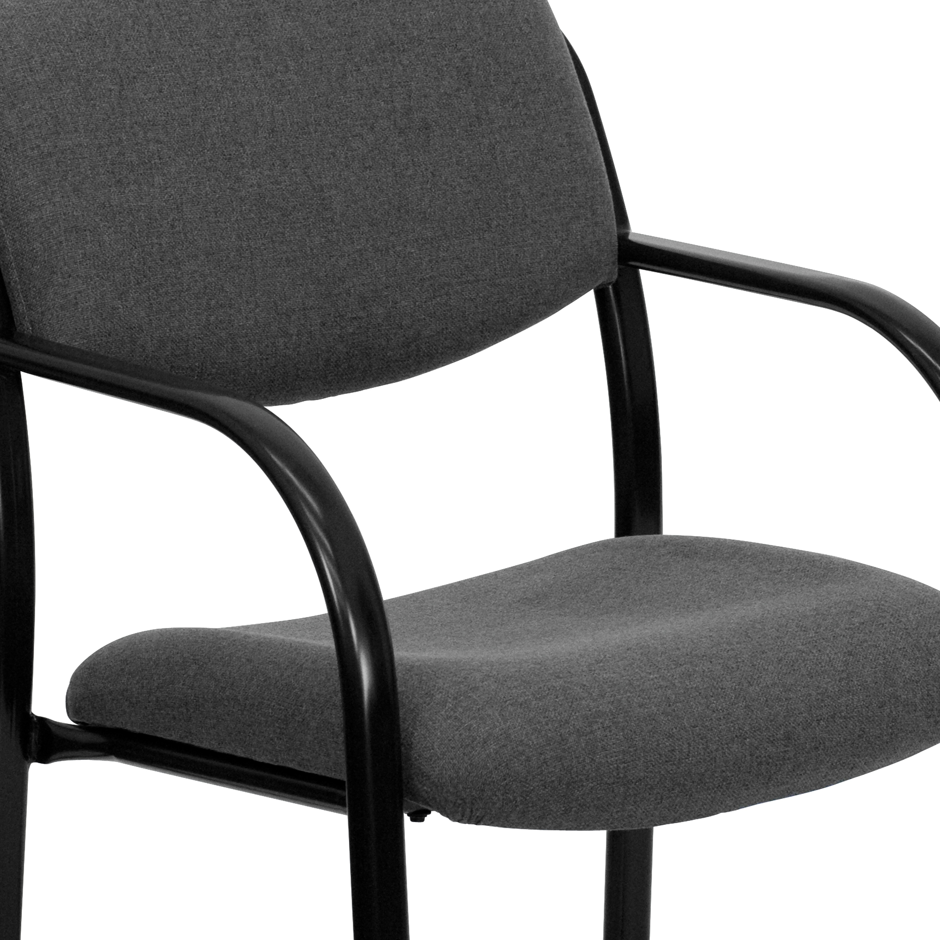Elegant Gray Fabric Executive Side Chair with Metal Sled Base
