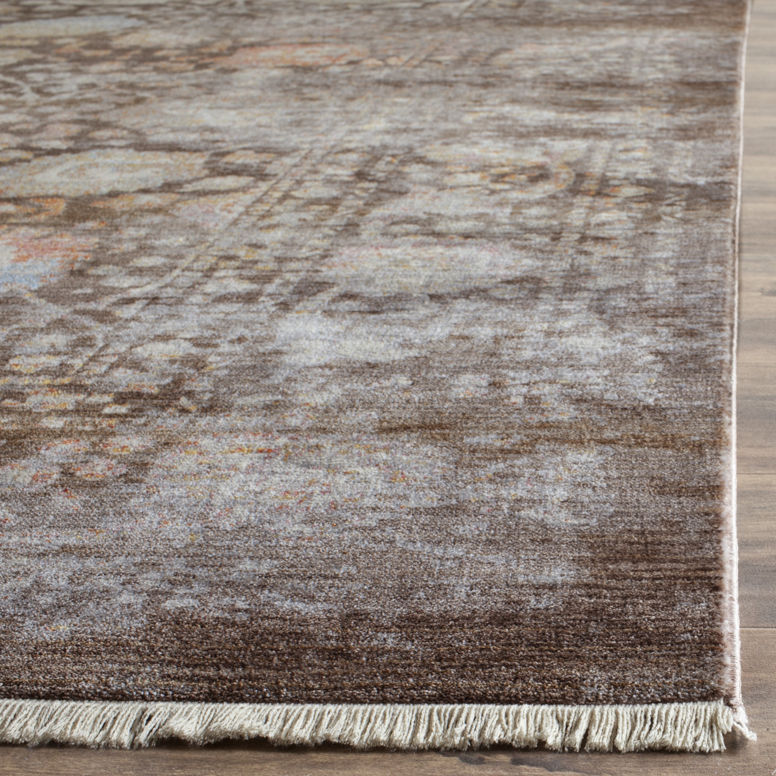Vintage Persian Red and Brown Synthetic 8' x 10' Area Rug