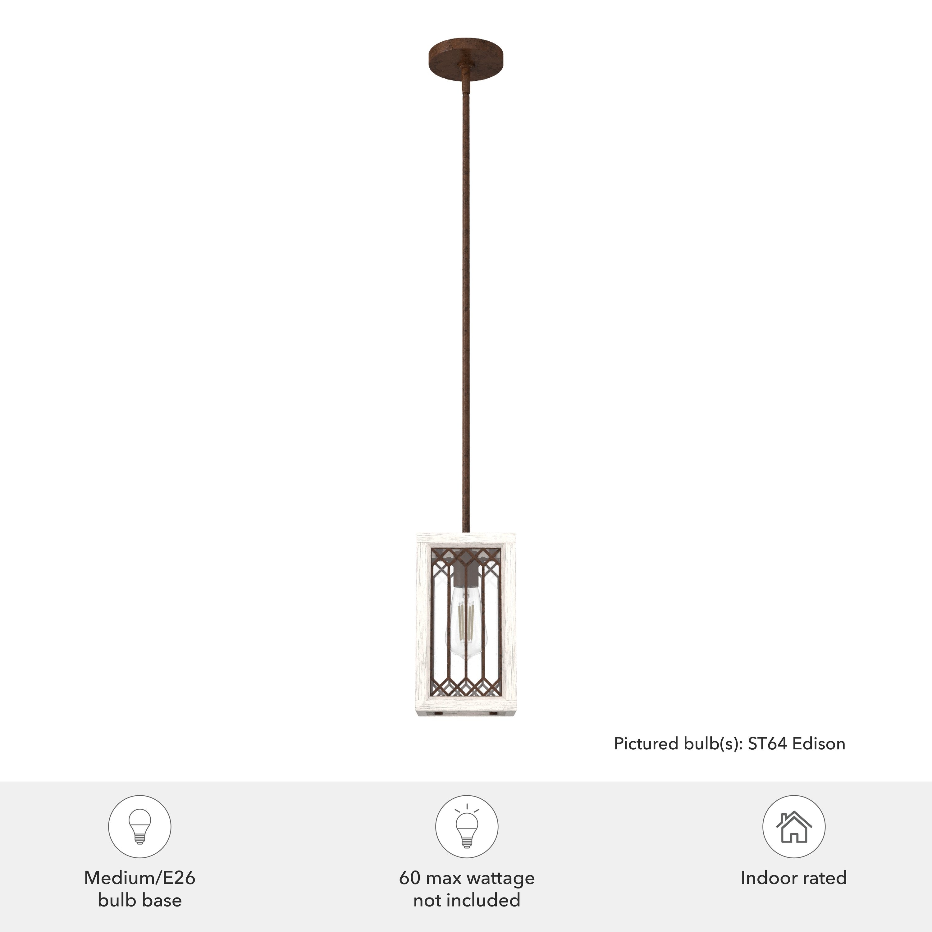 Chevron 10.75" White Glass Mini Pendant Light with Textured Rust Finish