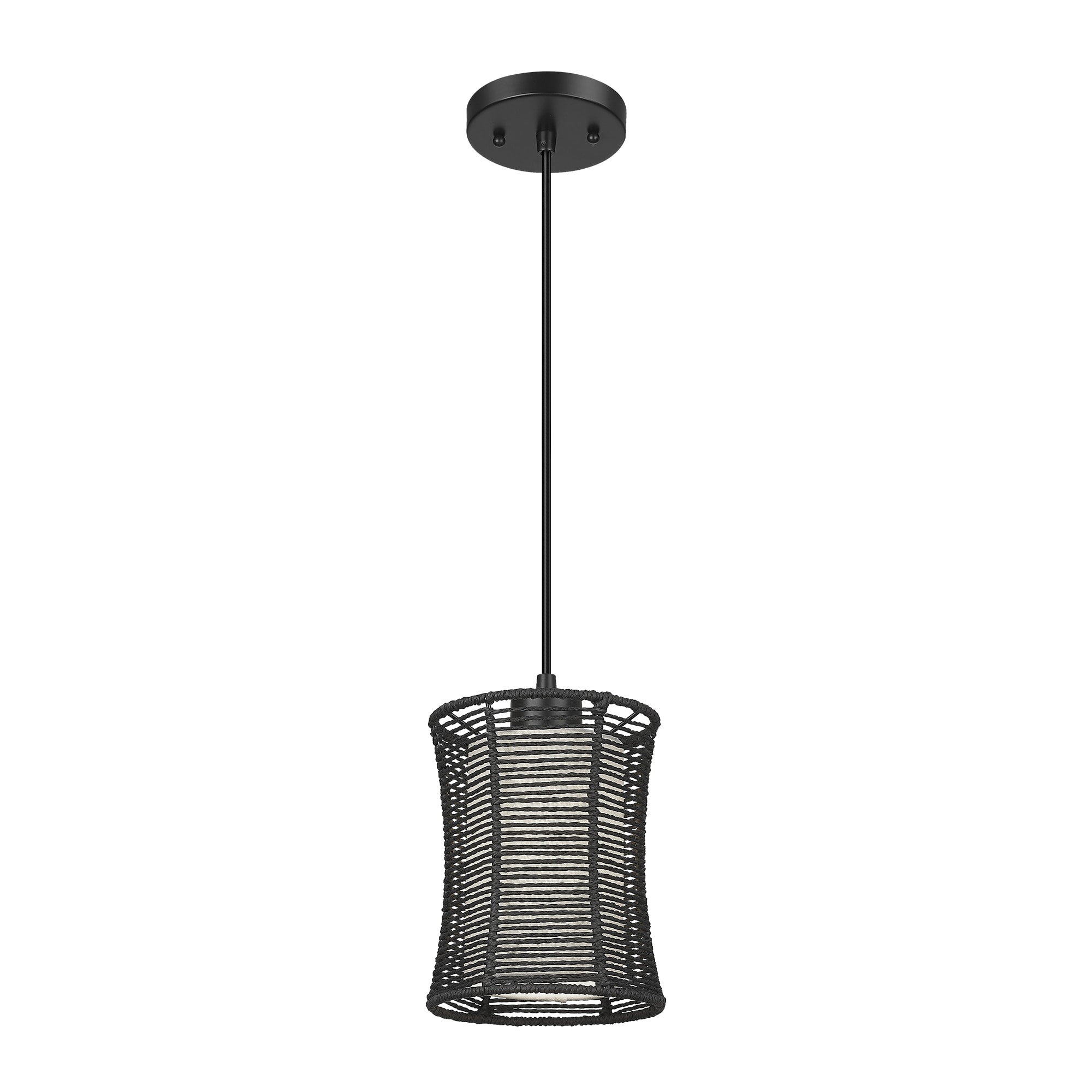 LTMATE LS0228-PLBK JAZAVA 1 -Light Black Rustic Lantern Mini Hanging Convertible pendant/Semi-flush