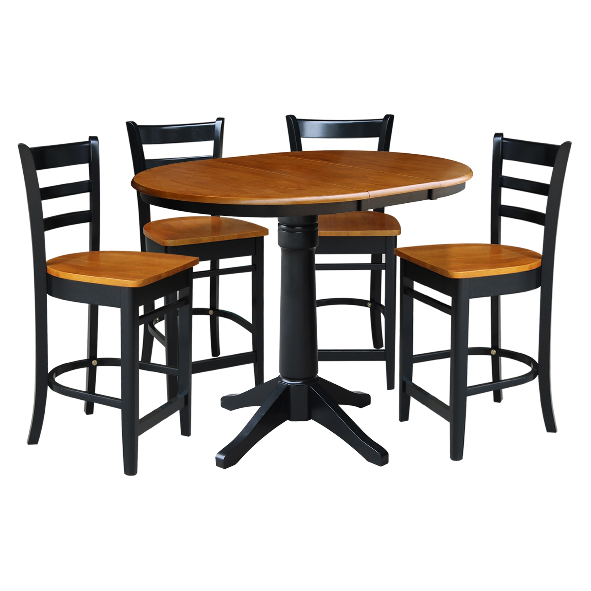 International Concepts K57-36RXT-27-S6172-4 Black/Cherry Traditional Dining Room Set with Round Table ( Seats 4 )