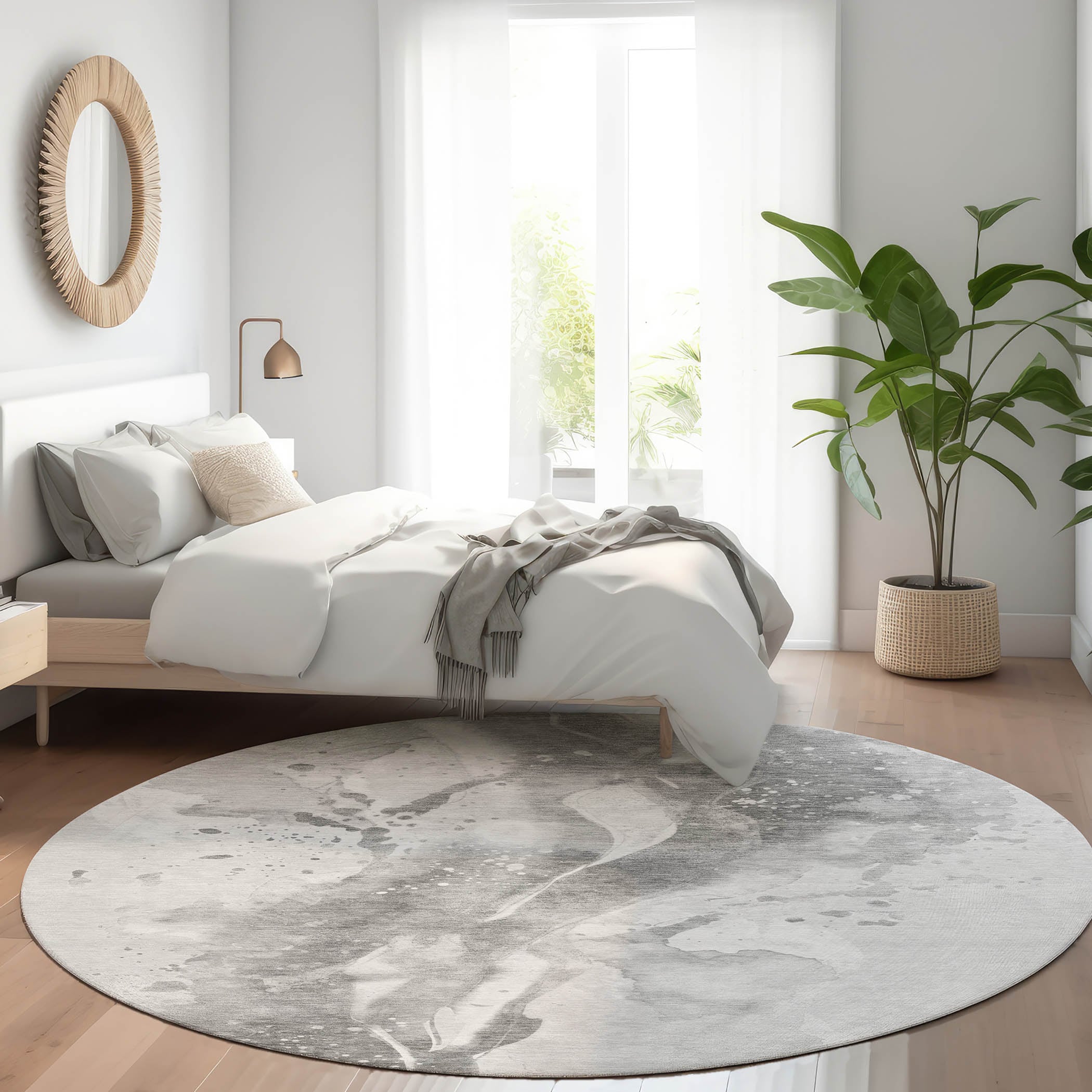 Addison Rugs ACN1525GY8RO Chantille ACN1525GY 8 x 8 (ft) Polyester Gray Round Indoor/Outdoor Geometric Machine washable Area rug