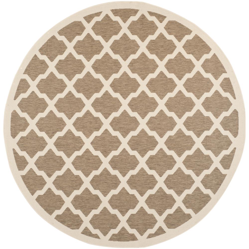 Safavieh CY6903-242-8R Courtyard Dian 8 x 8 (ft) Loomed Polypropylene Brown/Bone Round Indoor/Outdoor Trellis Coastal Area rug