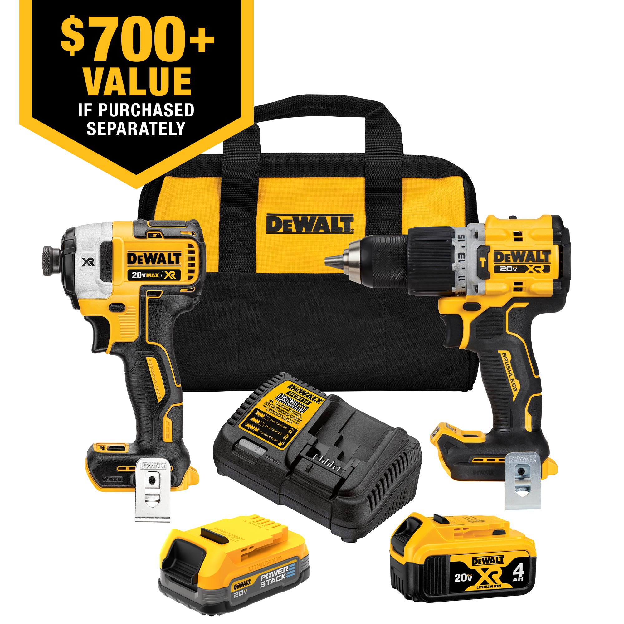 Jolly Perversion Modernisering DEWALT 20V MAX XR HD-Impact Kit with 2 Batteries, Charger and Tool Bag in  the Power Tool Combo Kits department at Lowes.com