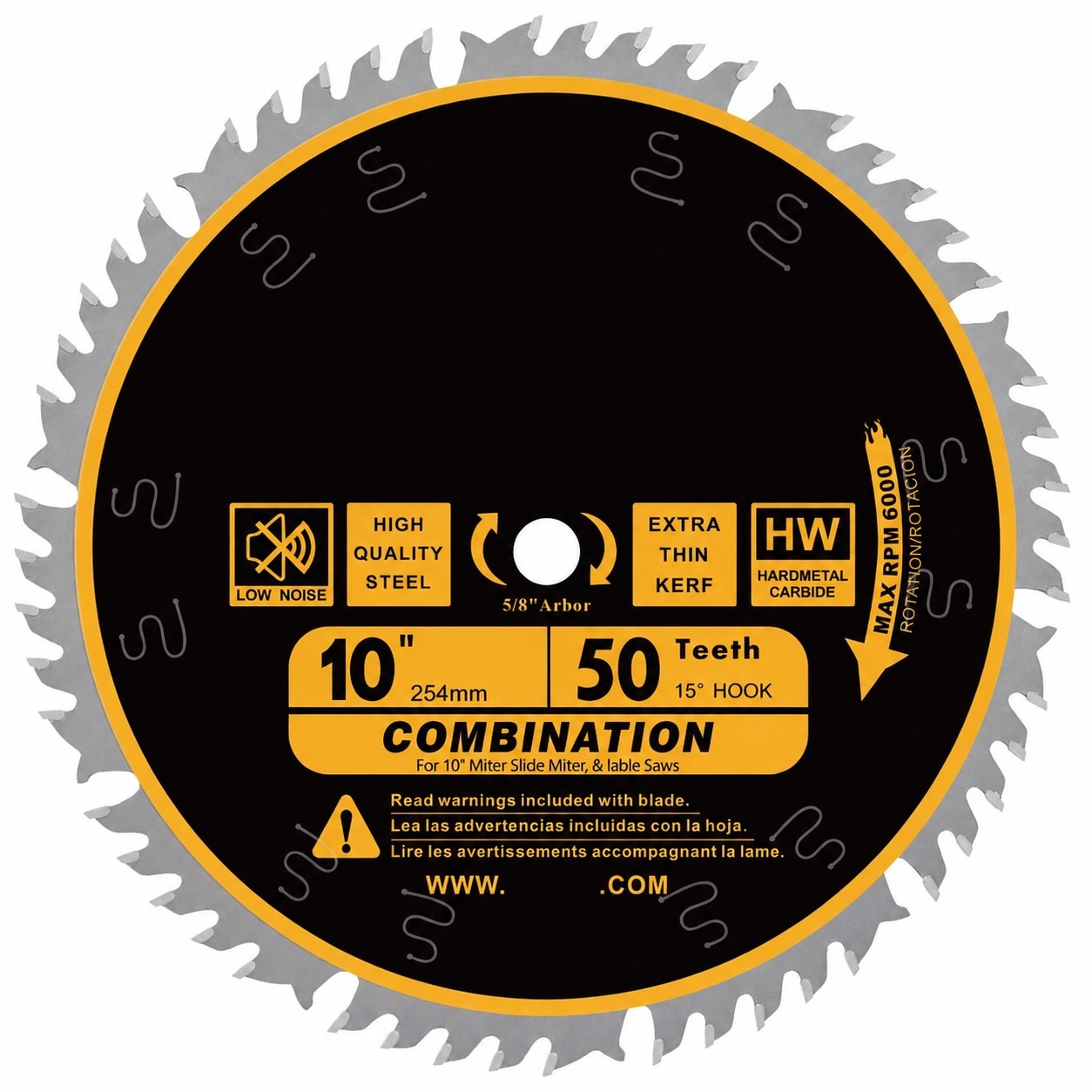 SenQWFa 10 Inch Combination Saw Blade 50 Tooth Wood Cutting 5 slash 8 Inch Arbor Compatible with Miter Table and Circular Saws #LDC0818C255