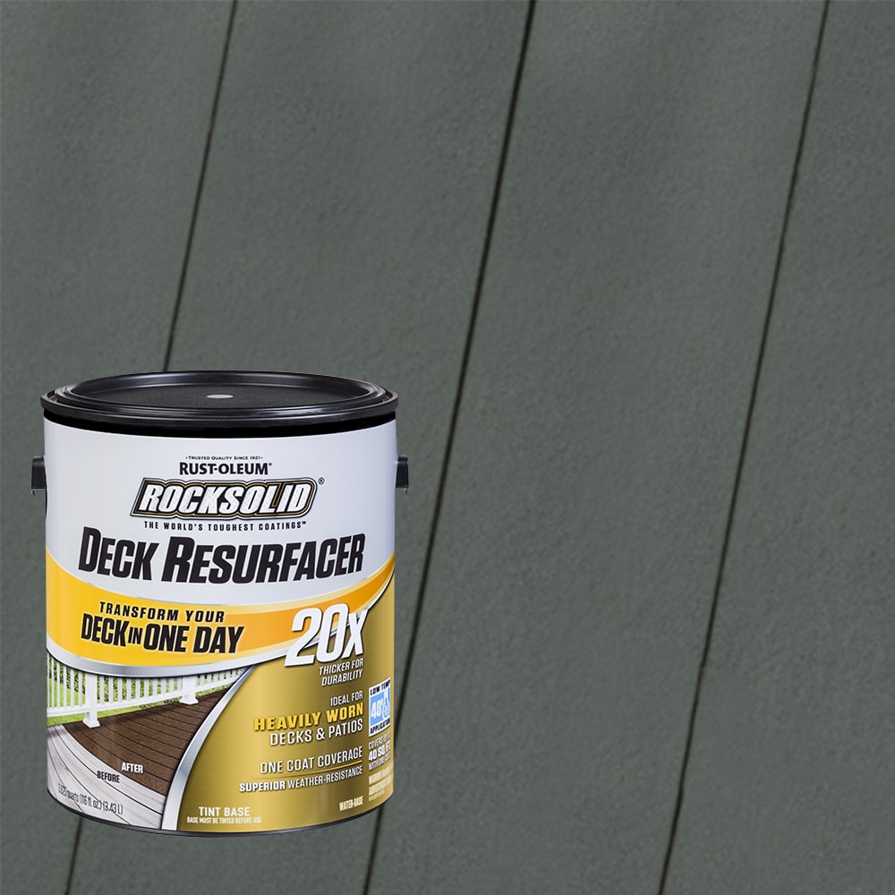 Rust-Oleum 319396T RockSolid 20X Deck Resurfacer Pre-Tinted Pewter Solid Exterior Wood Stain and Sealer in One ( 1-gallon )
