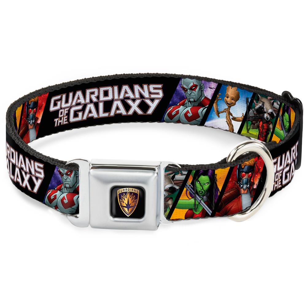 Buckle-Down DC-WMC127-S GUARDIANS OF THE GALAXY 5-Character Pose-Block Matte Silver Dog Collar, Small