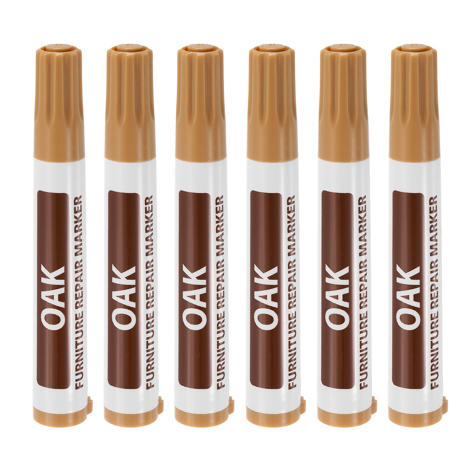 Unique Bargains Furniture Repair Wood Markers 6pcs Oak Touch Up Filler Sticks Oil Based Paint Markers for Scratches Wood Floors Tables Cabinet Carpenters Cover Ups