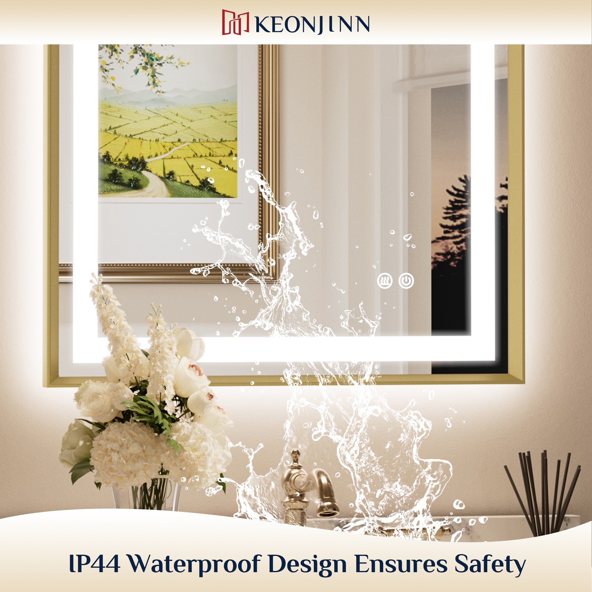 Keonjinn LW-BM66-6181-GD Framed-Bath-Mirrors - View #8