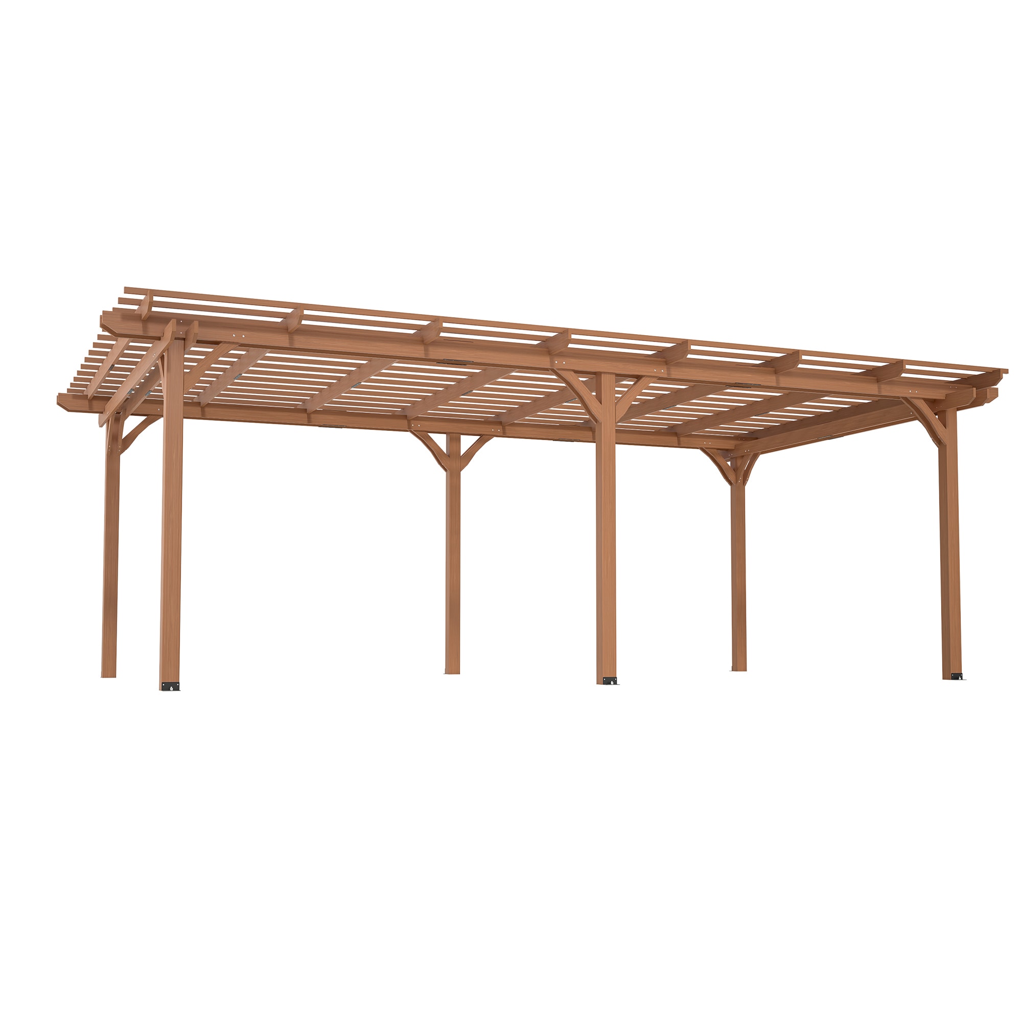 SINOFURN SYA020167GY 12-ft W x 16-ft L x 7-ft 6-in H Wood grain posts Wood Freestanding Pergola