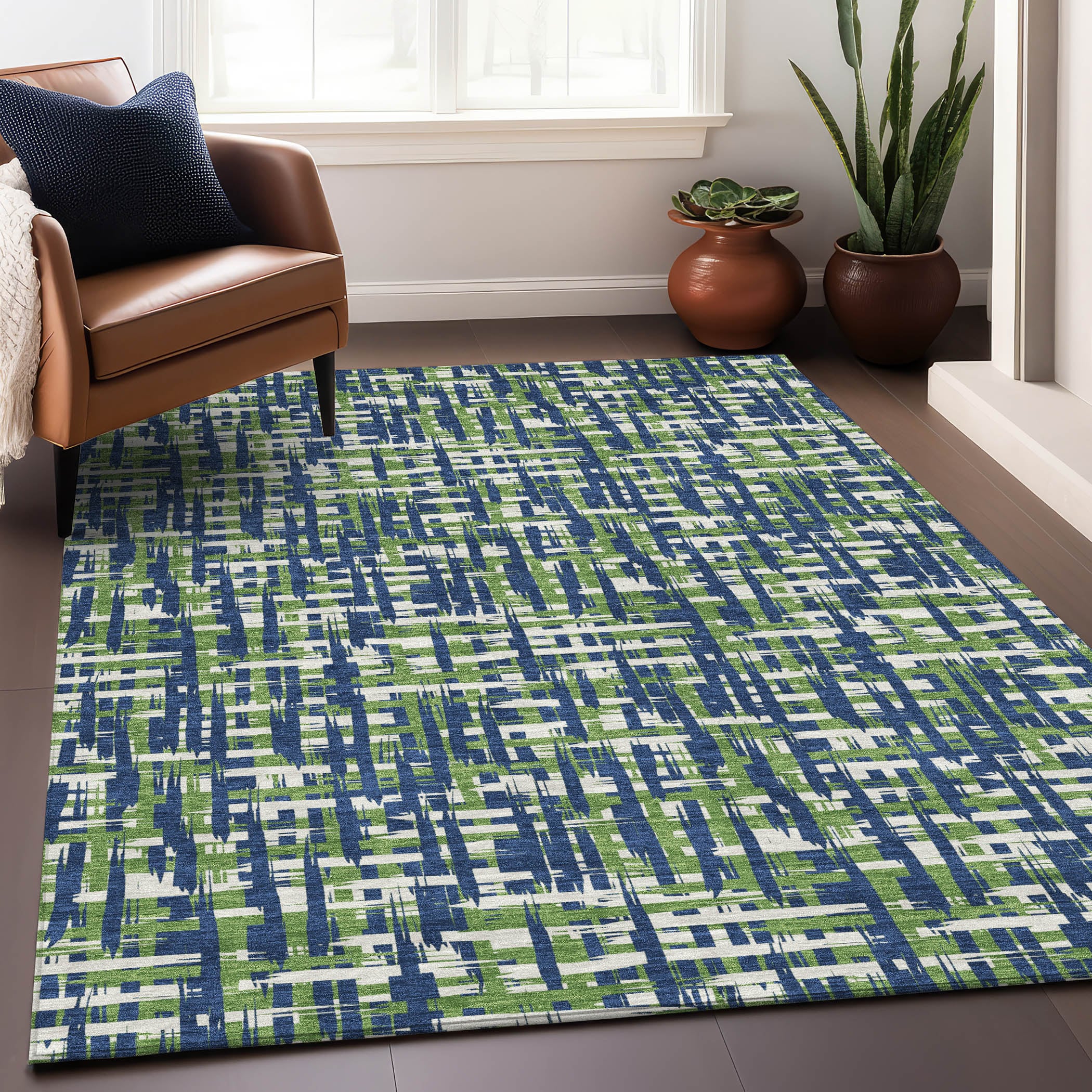 Addison Rugs ACN1060NA30X46 Chantille ACN1060NA 2 x 3 (ft) Polyester Navy Rectangular Indoor/Outdoor Geometric Machine washable Area rug