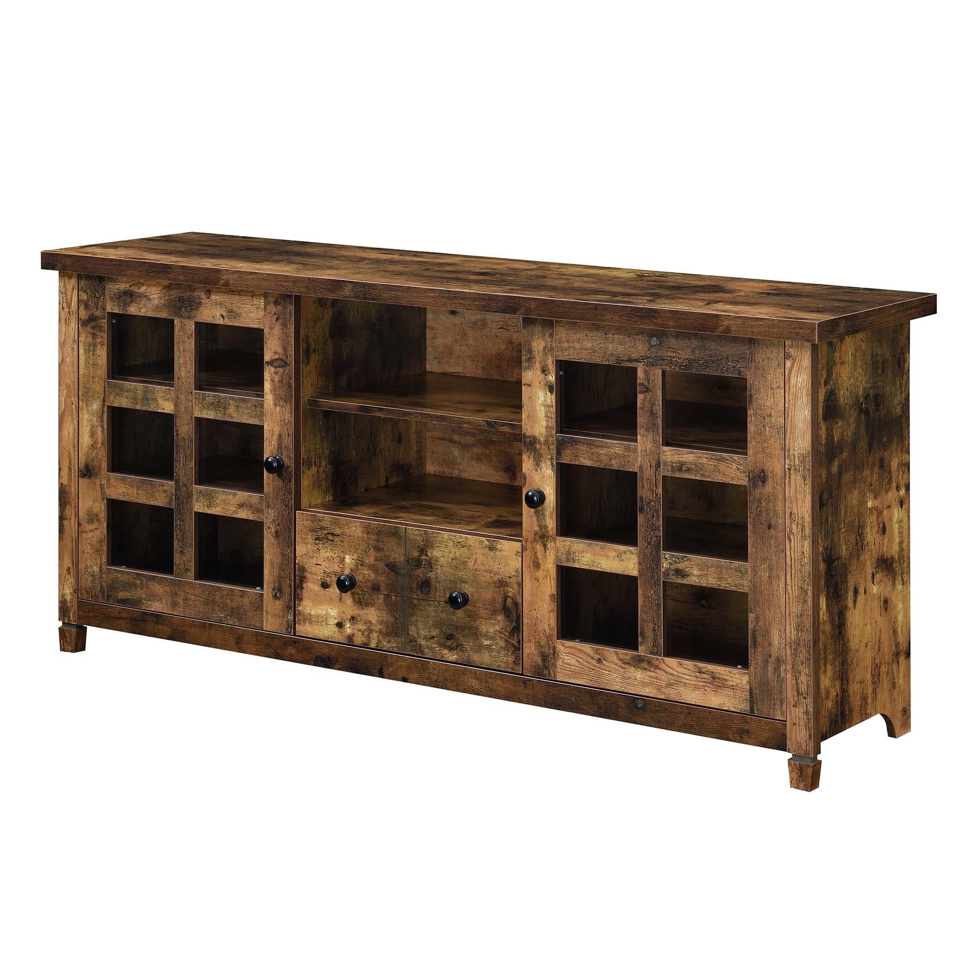Barnwood Corner TV Stand with Cabinets and Shelves