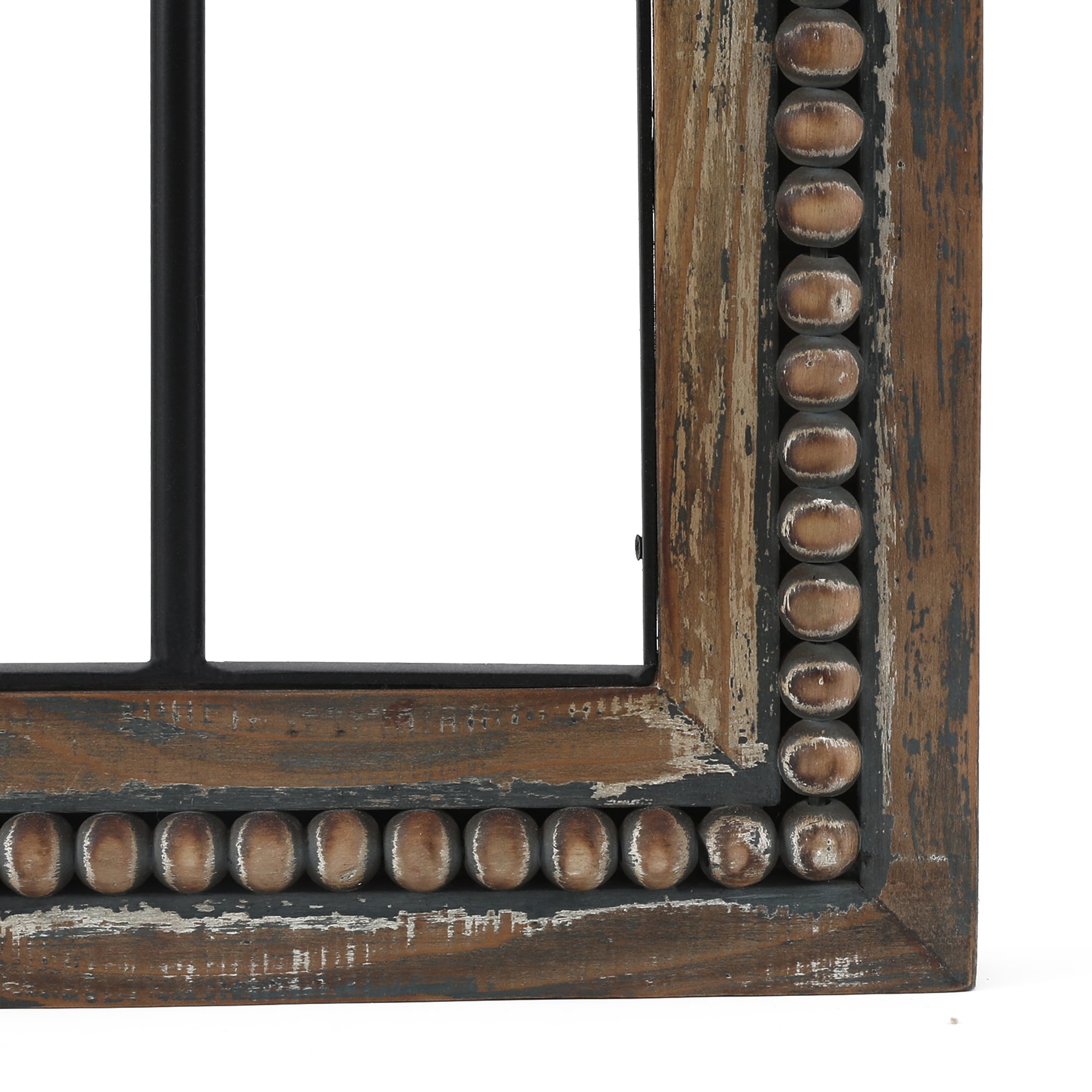 Rustic Brown Wood and Black Metal Cathedral Wall Decor