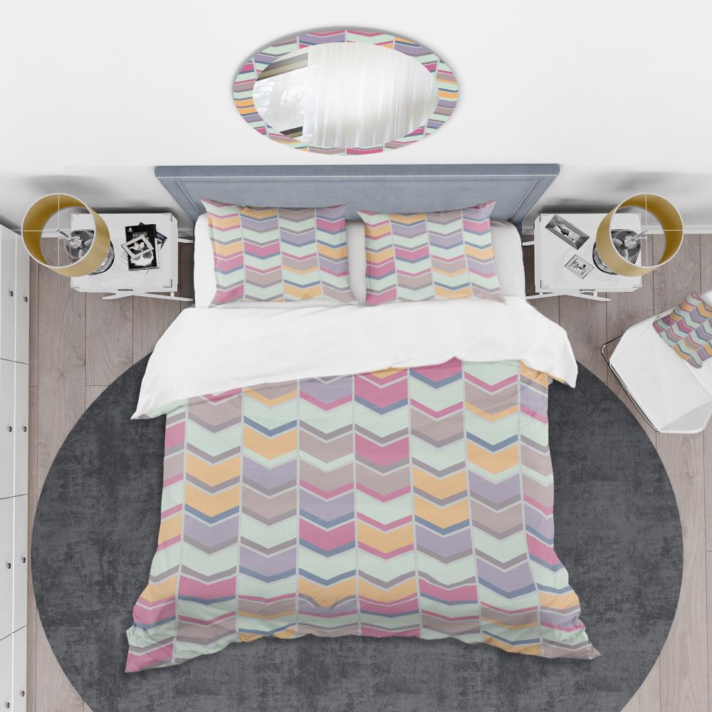 Modern Mid-century Full/Queen Geometric Multicolor Microfiber Bedding Set