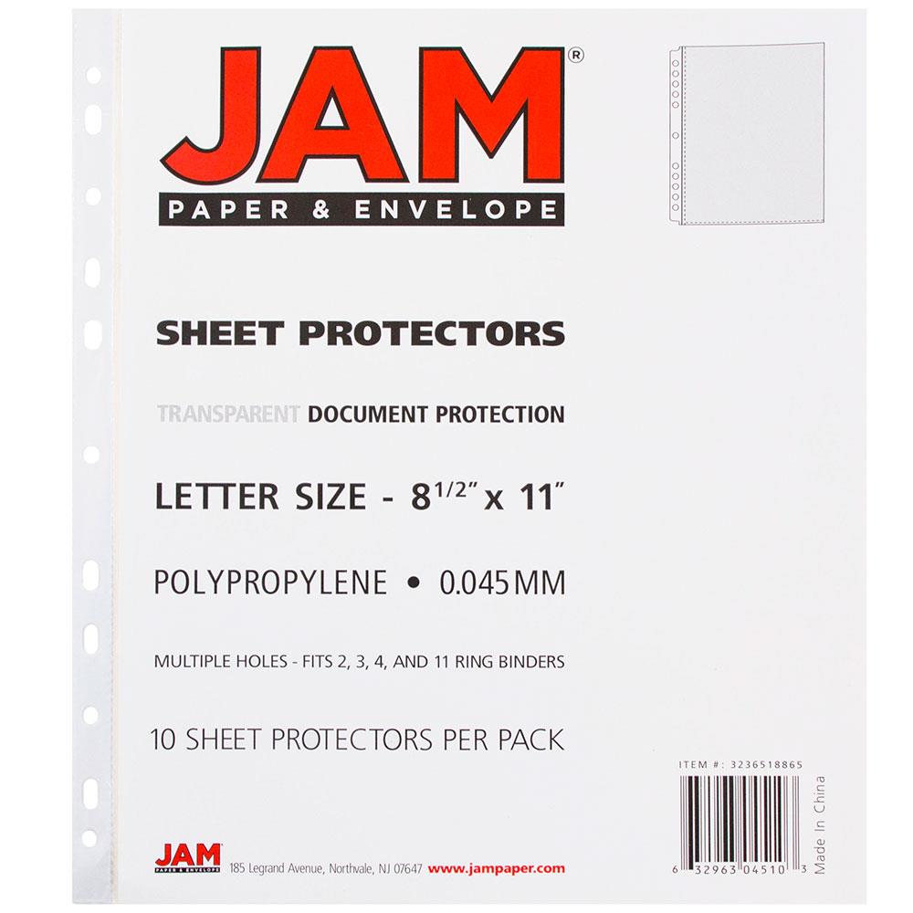 JAM Paper Jam Paper Sheet Protectors, 8.5 x 11, Clear, 1/Pack in