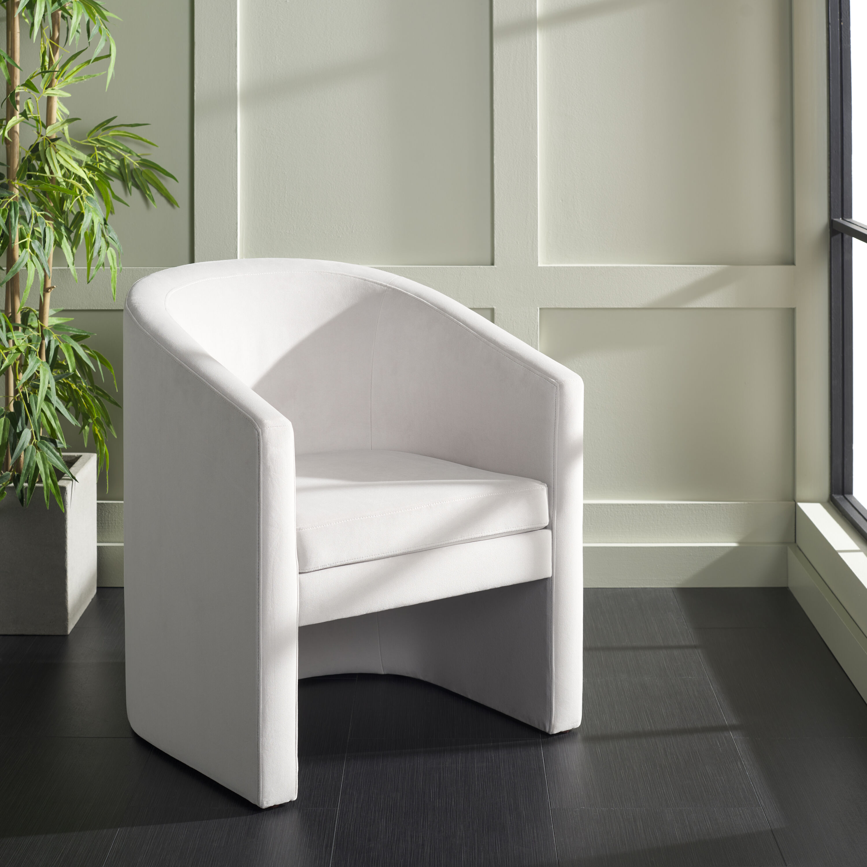 Elysian Light Grey Velvet Barrel Accent Chair