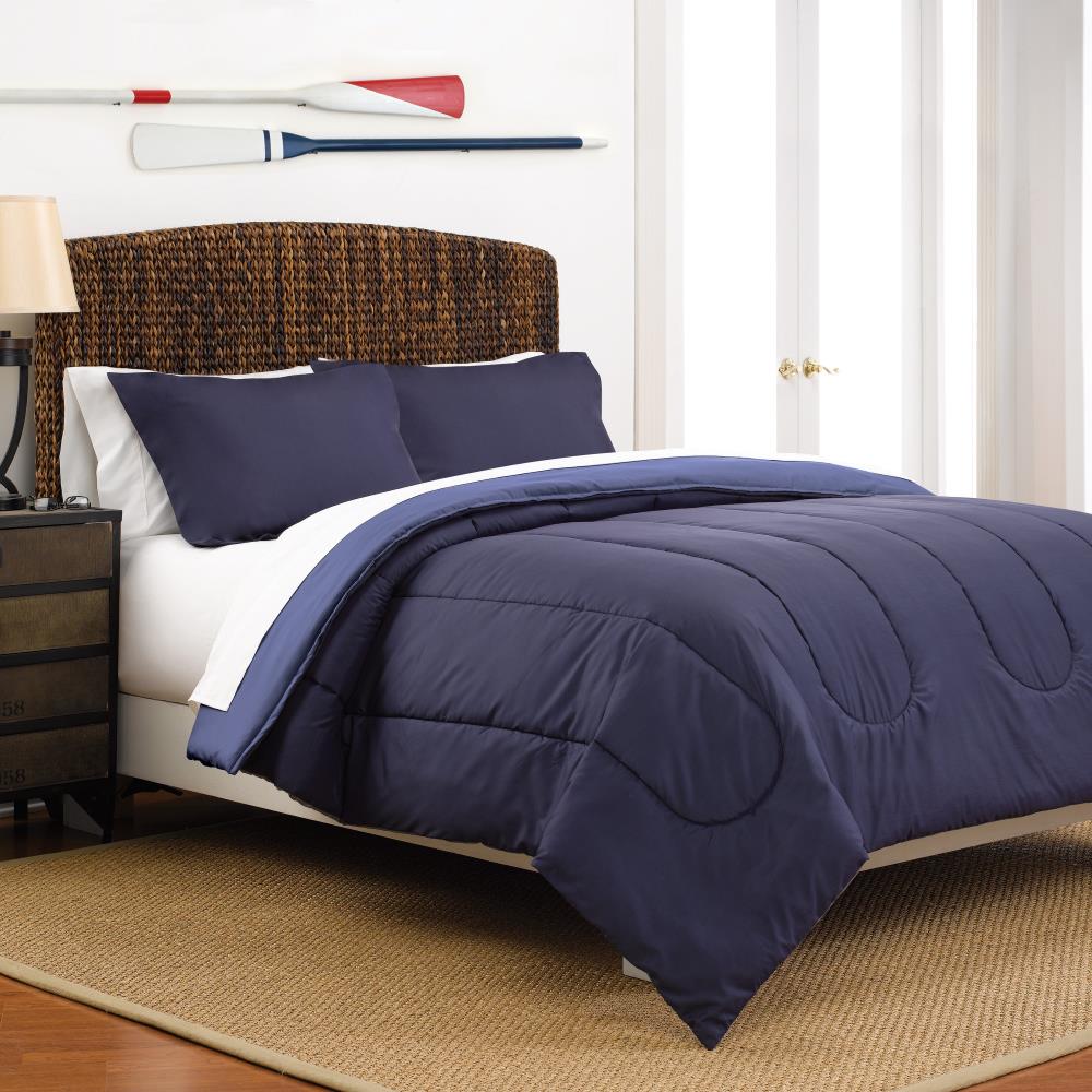 WestPoint Home Martex Reversible Comforter Set 2-Piece Navy/Ceil Blue Twin Comforter  Set in the Bedding Sets department at