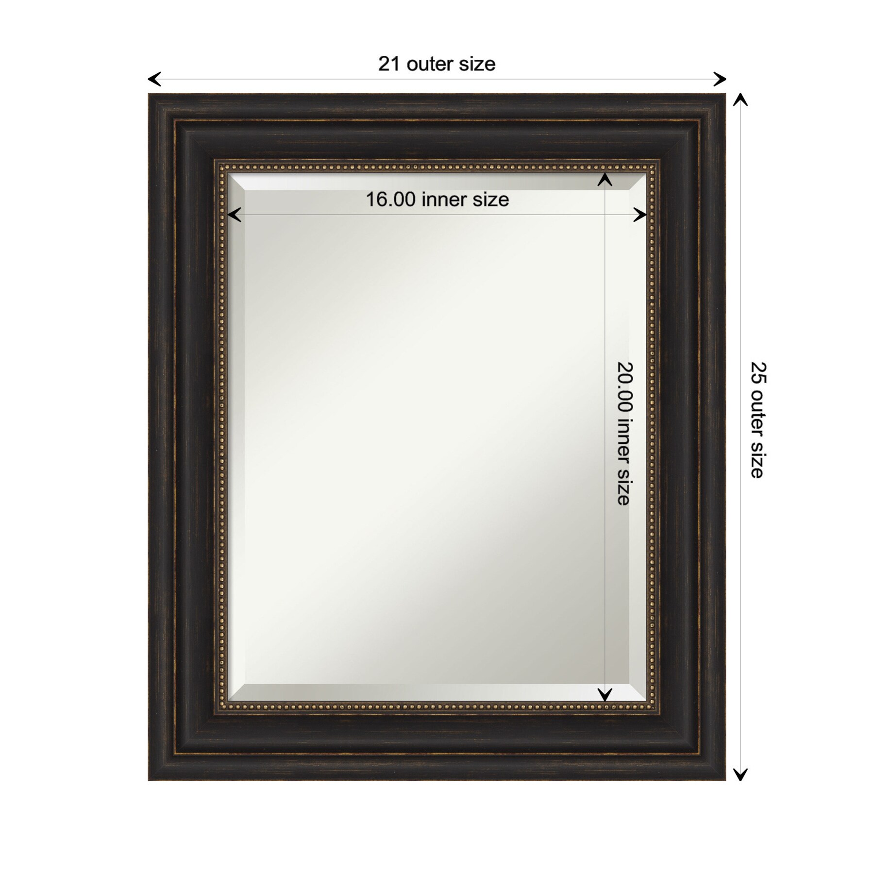 Bronze Beveled Rectangular Wall Mirror with Polystyrene Frame