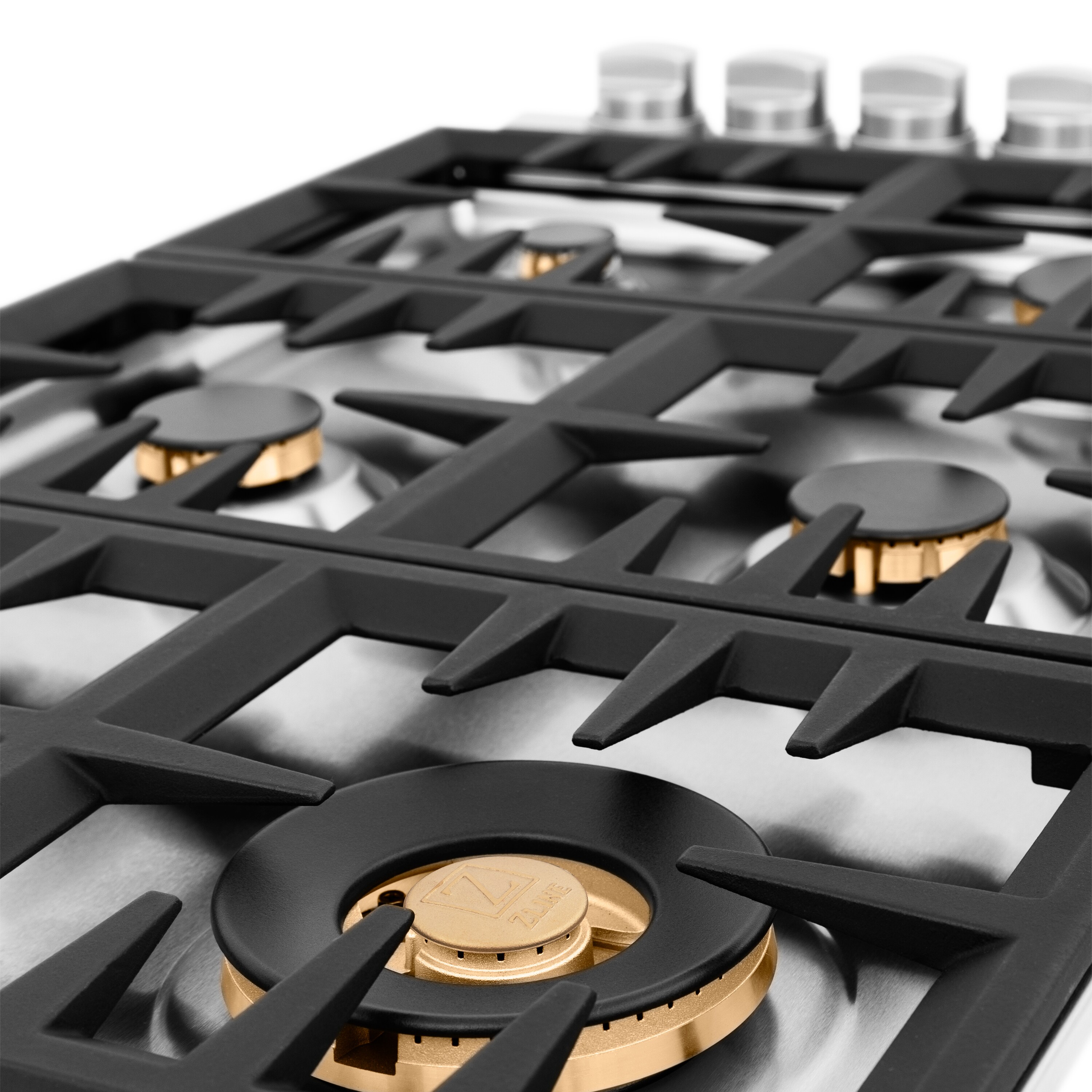 ZLINE KITCHEN & BATH Cooktop with brass burners 36-in 6 Burners Stainless  Steel Gas Cooktop