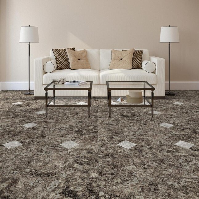Perfection Floor Tile Breccia Collection Breccia Machiato/Satin 20-in x 20-in Water Resistant Interlocking Luxury Flooring (16.7-sq ft) Perfection Floor Tile Breccia Collection Breccia Machiato/Satin 20-in x 20-in Water Resistant Interlocking Luxury Flooring (16.7-sq ft)