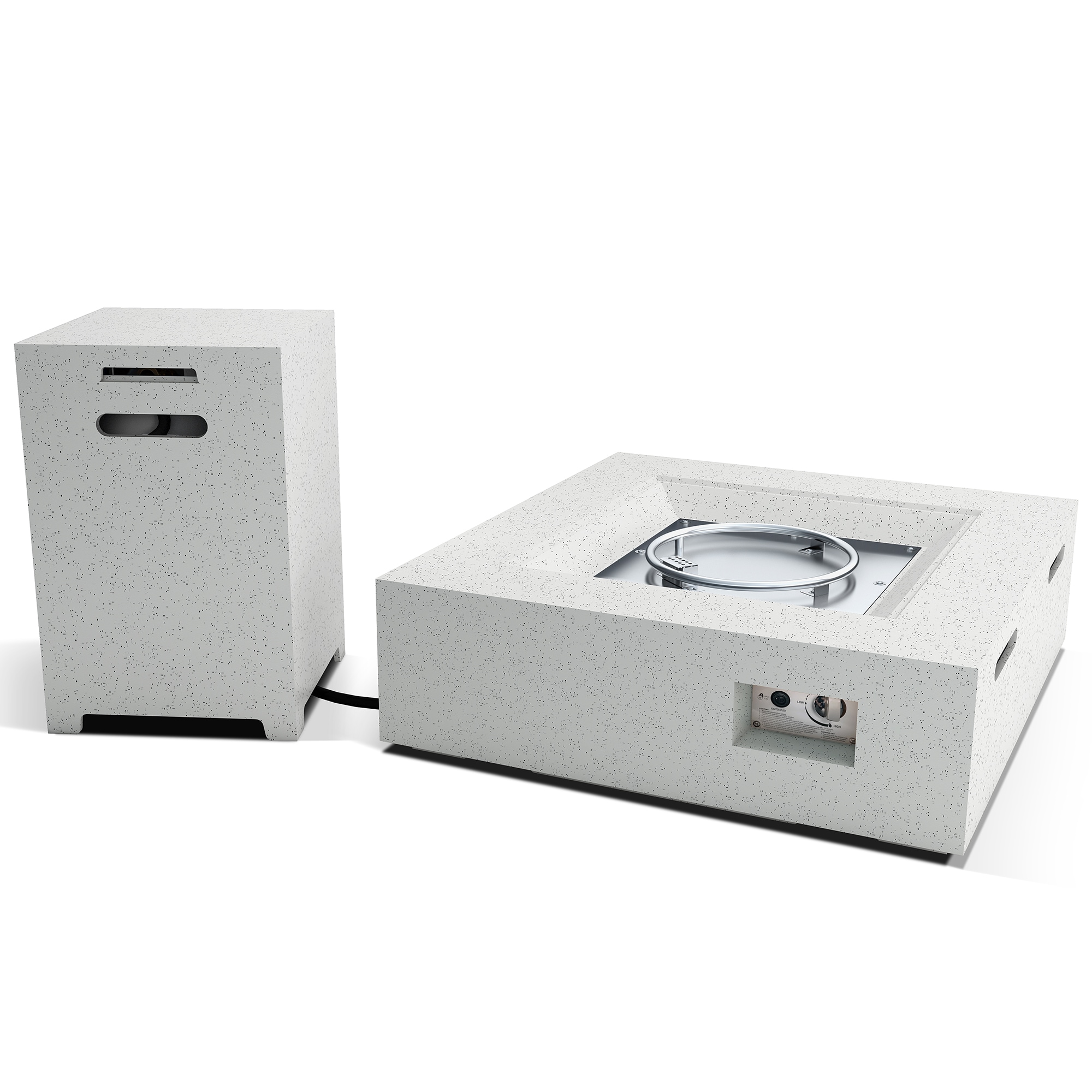 KANTE RMFP-S01SET-81904 34.8-in W 50000-BTU Light Gray Portable Concrete Square Propane Gas Fire Pit