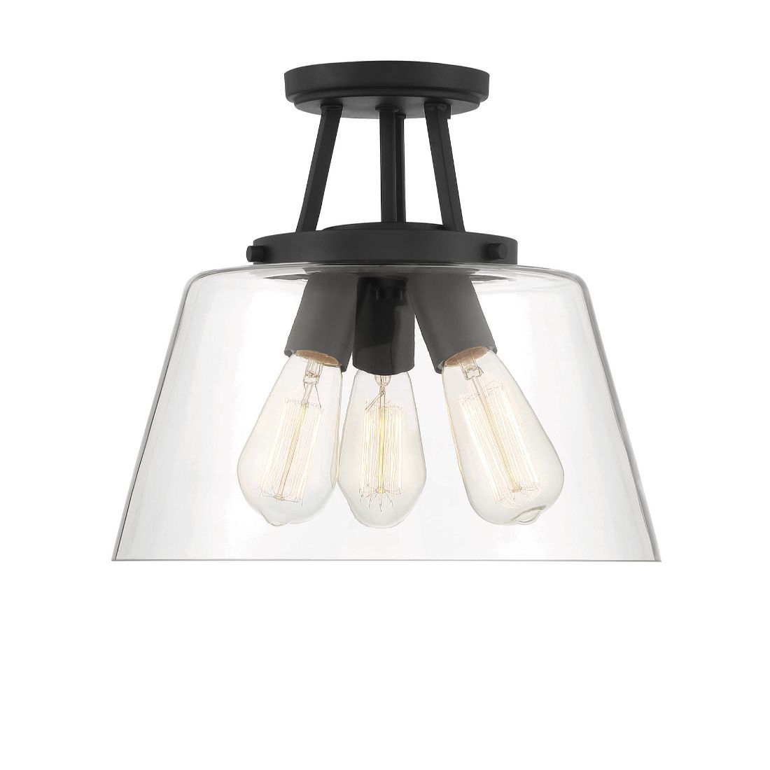  LW-SH639397 3-Light Matte Black Semi-Flush mount light