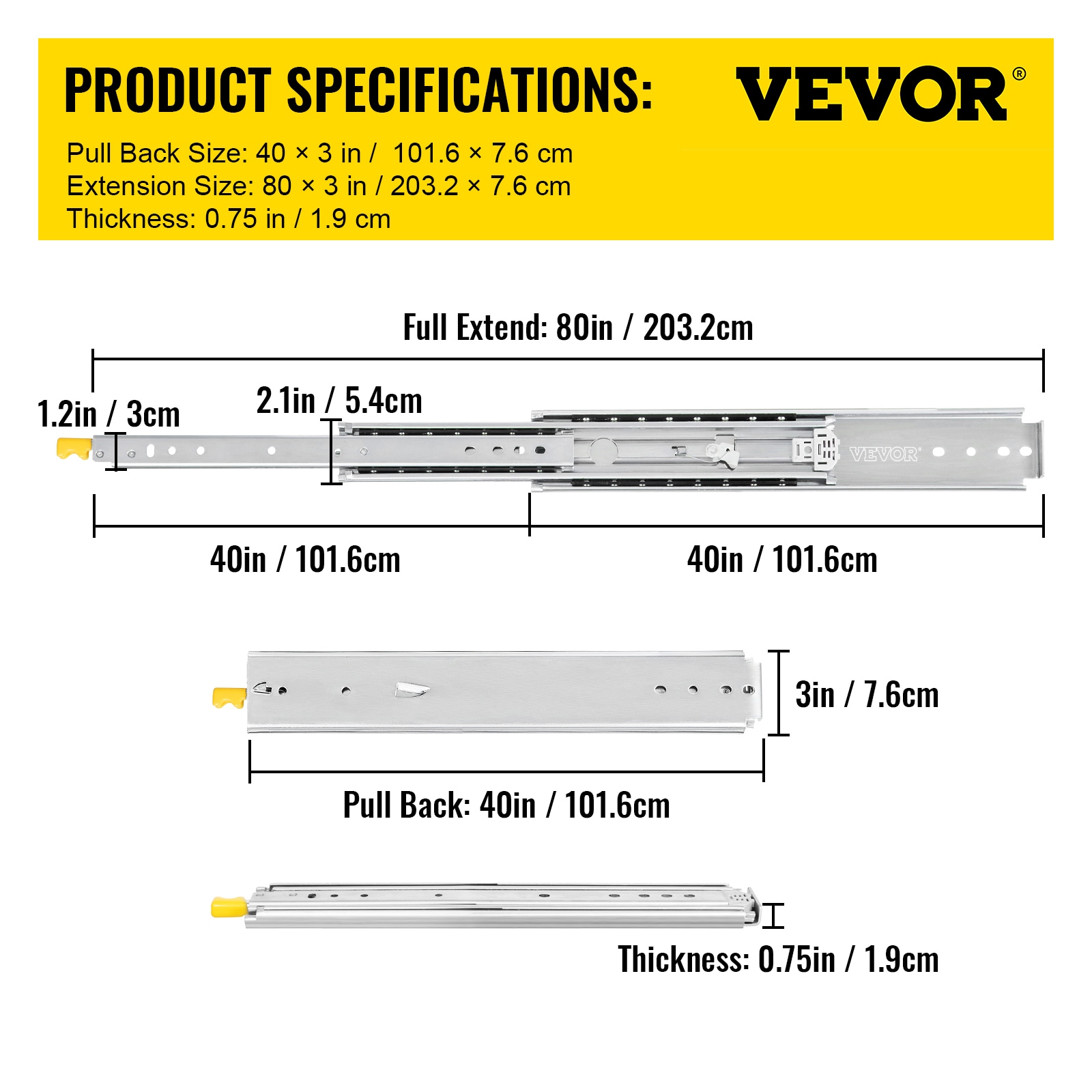 VEVOR SDSSSCTD40500HBPDV0 Drawer-Slides - View #8