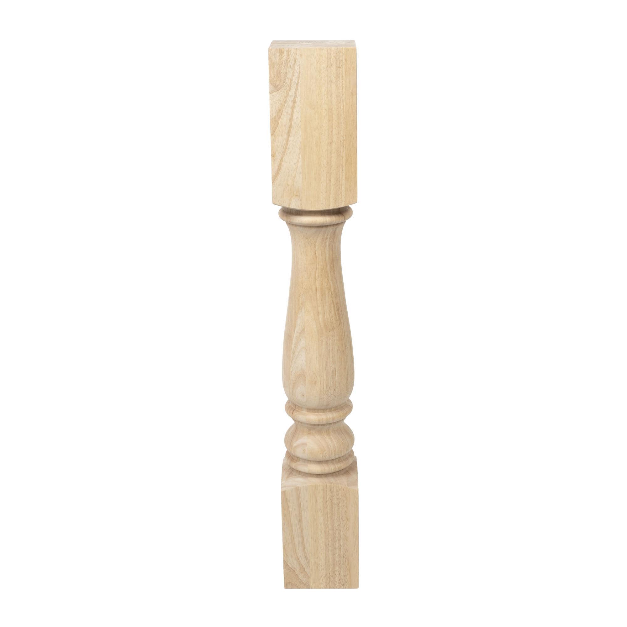 Unfinished Solid Rubberwood Full Round Kitchen Island Leg