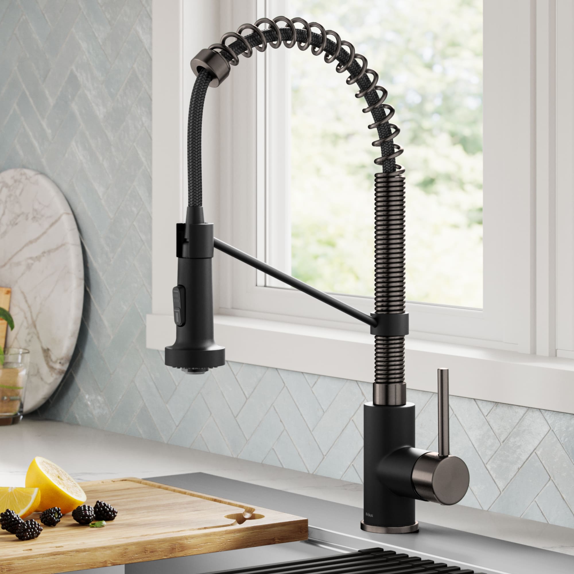 Kraus Bolden Matte Black/Black Stainless Single Handle Pull-down ...