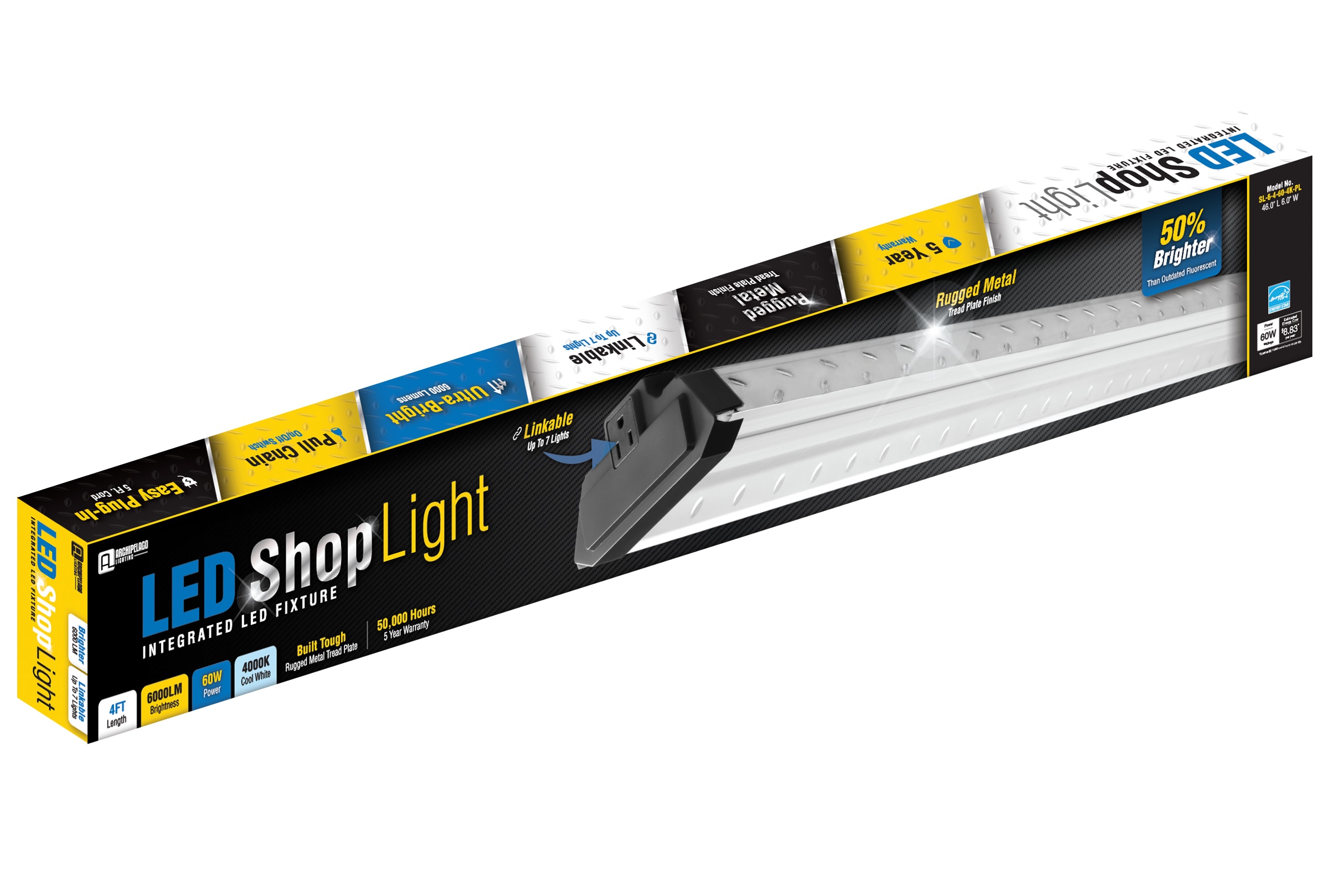 Archipelago Lighting 1-ft 6000-Lumen Aluminum LED Linear Garage Shop ...