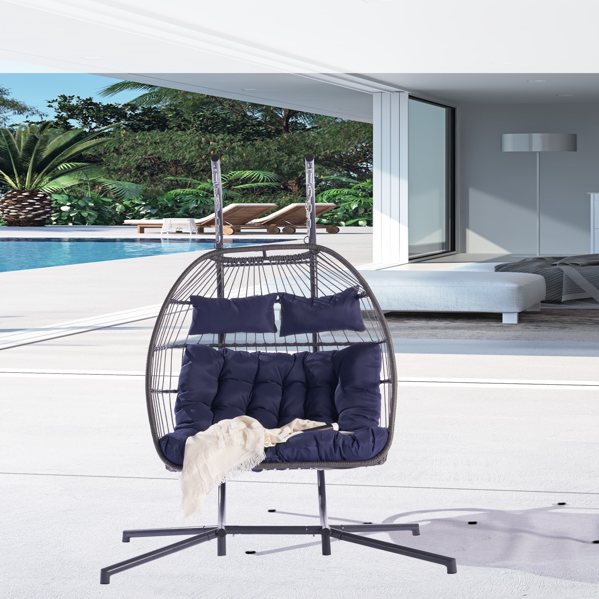  BODEOS03DB Dark Blue Metal Glider Swing