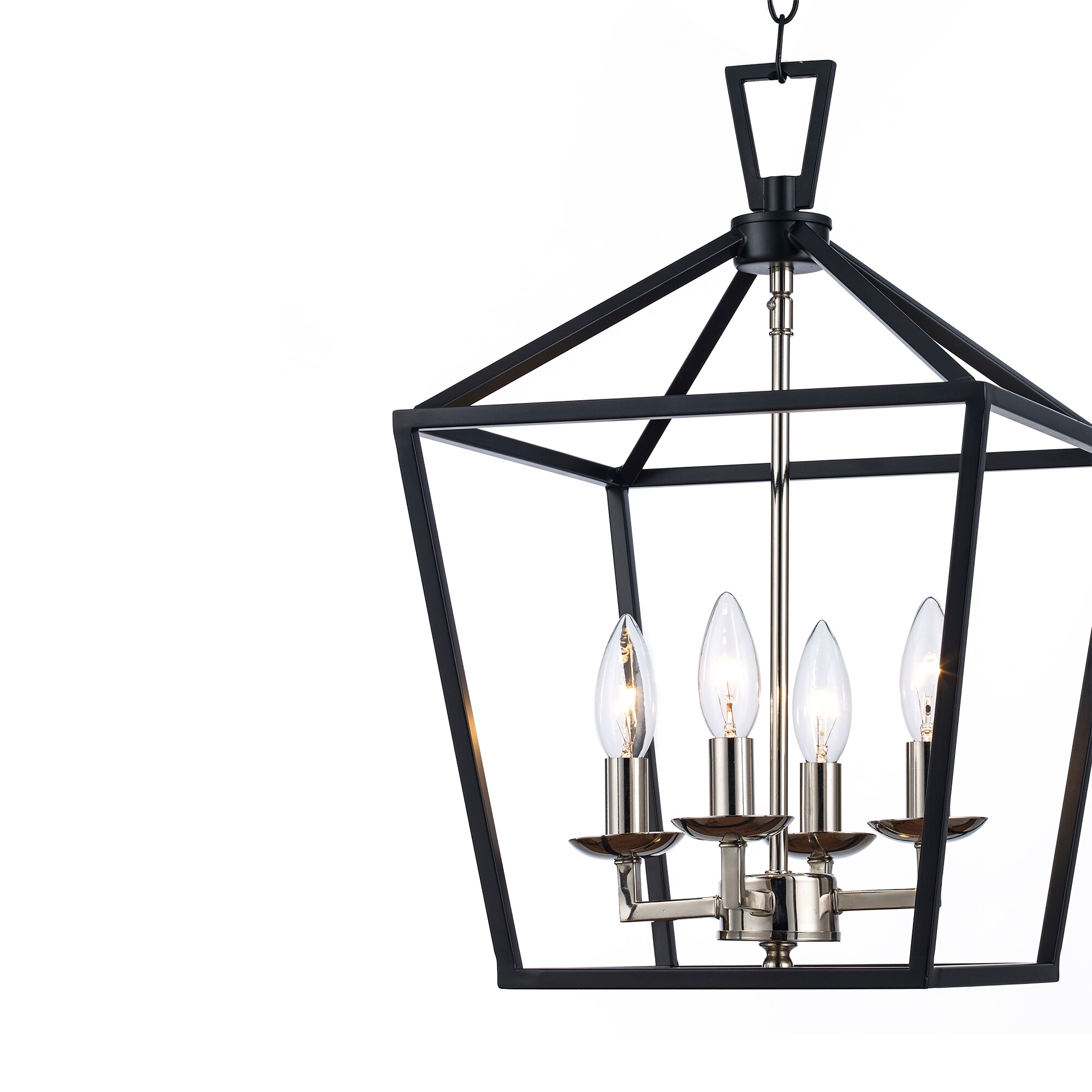 Lacey 12" Black and Chrome Glass Farmhouse Pendant Light