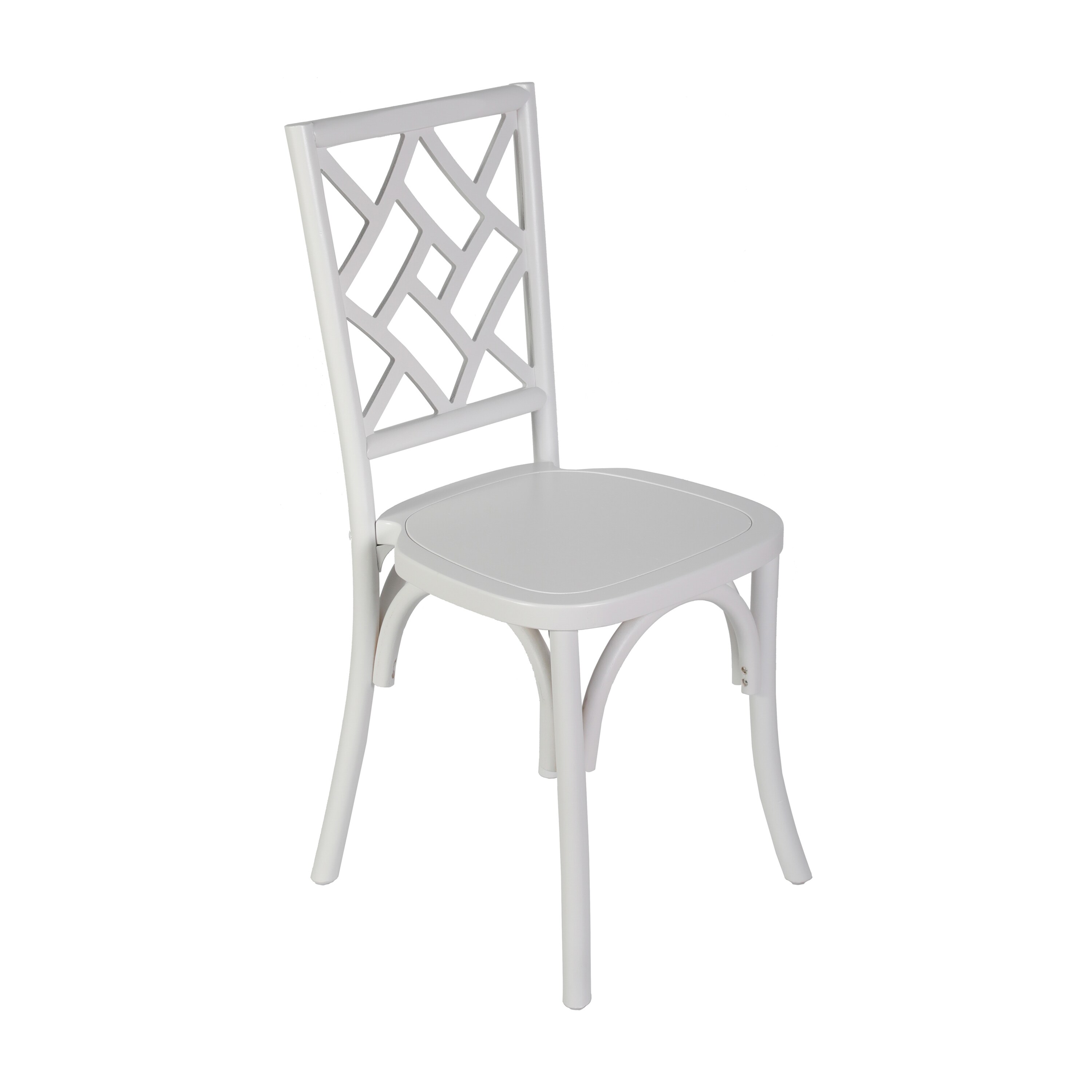 Flash Furniture 840196328324 Brooklyn Commercial Grade White Solid Wood Stackable Dining Chair with Intricate Back Detail