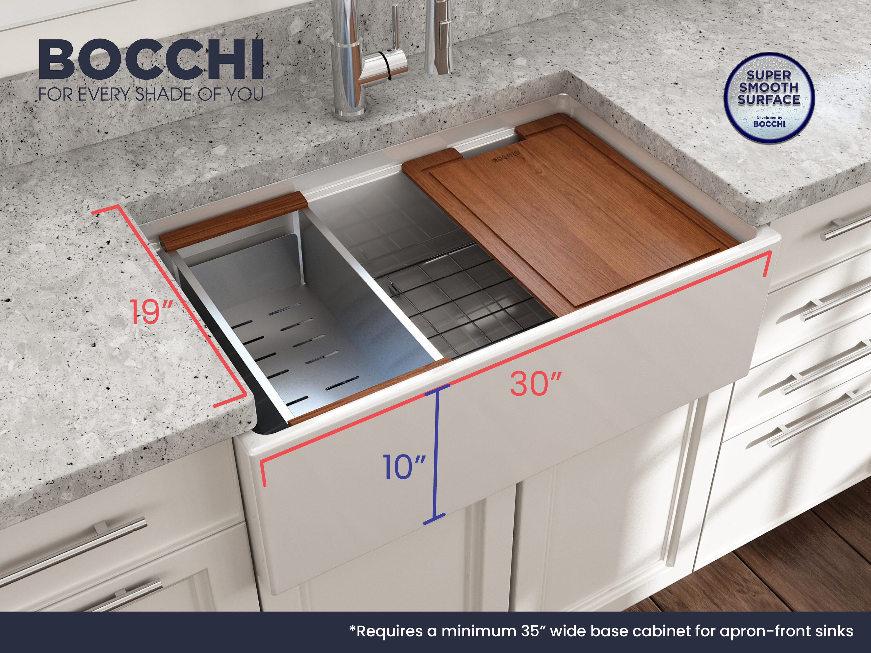 BOCCHI Levanzo Matte Black Granite Composite 20 in./39 in. Single