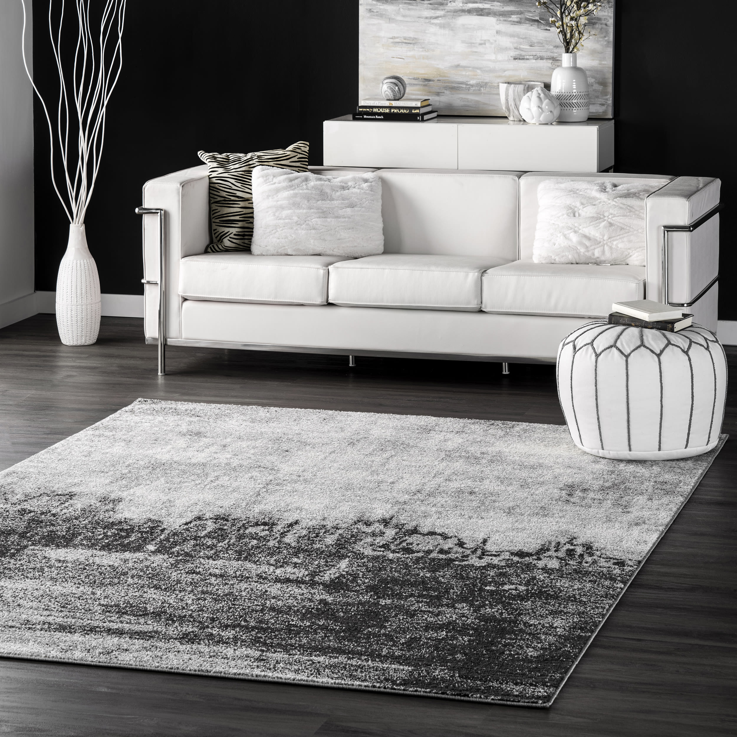 nuLOOM RZBD51C-9012 Alayna 9 x 12 (ft) Loomed Polypropylene Black Rectangular Indoor Abstract Area rug