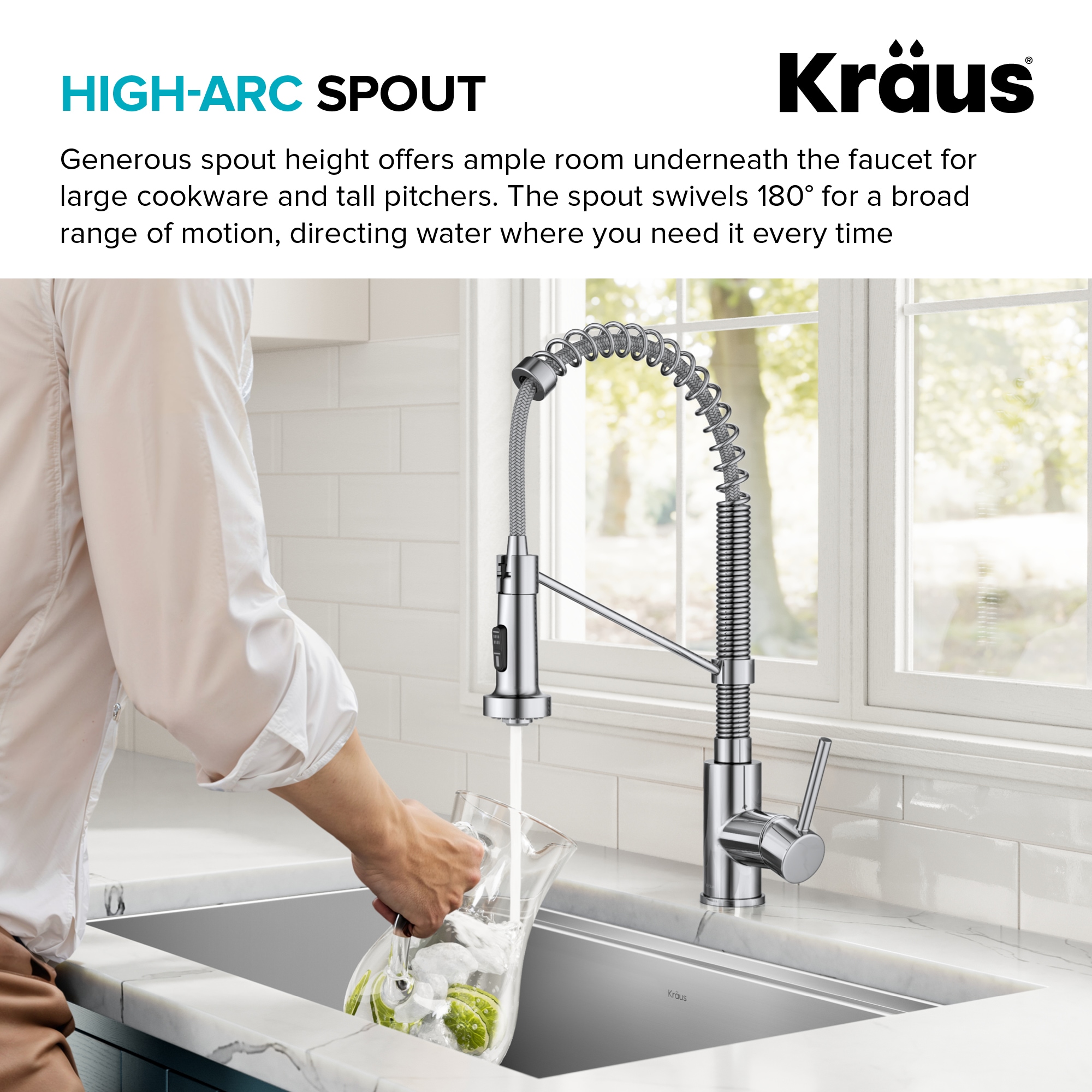 Chrome Commercial Style Pull-Down Kitchen Faucet with Pull-out Spray