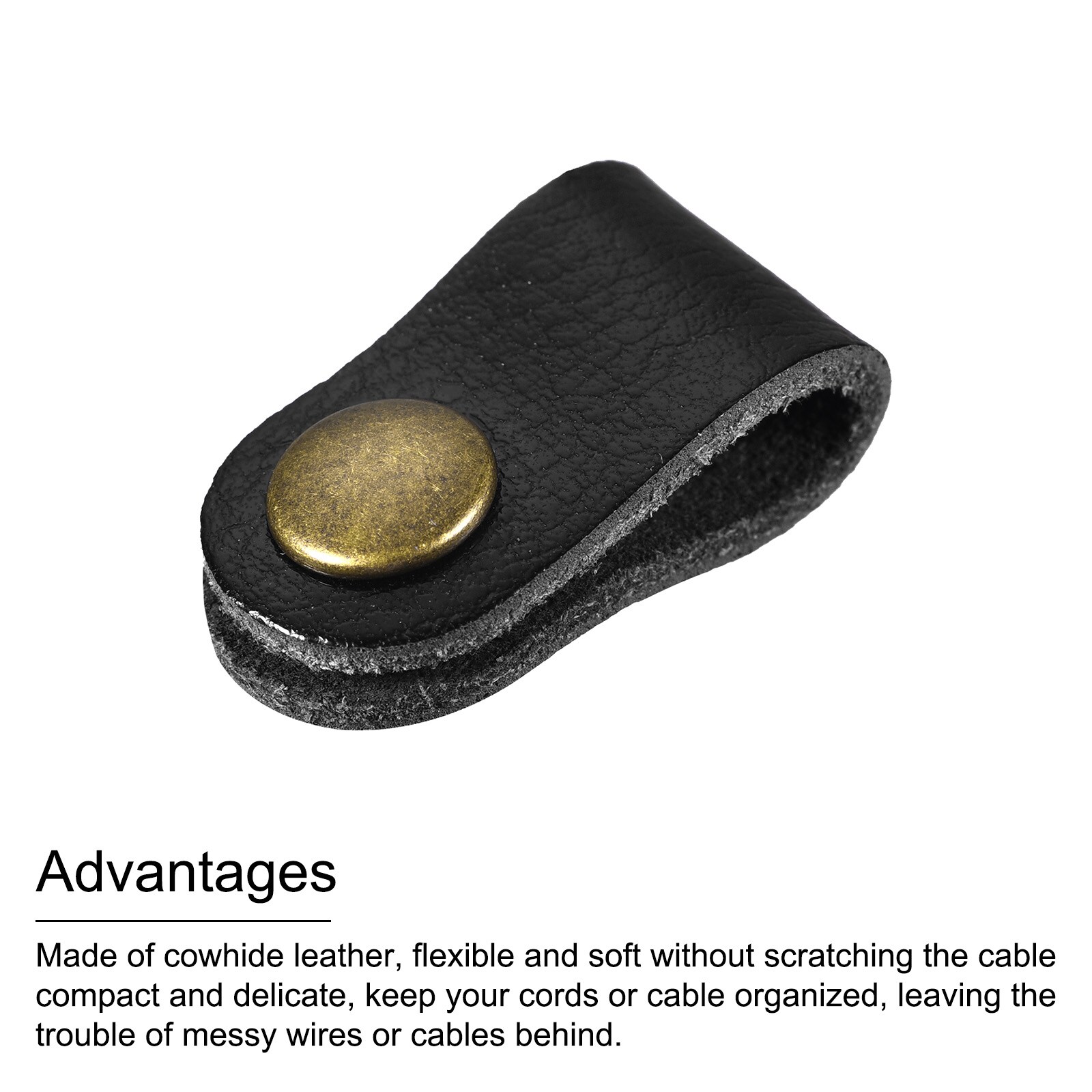 Unique Bargains 20pcs Leather Cable Straps Cord Organizer Cable Ties ...