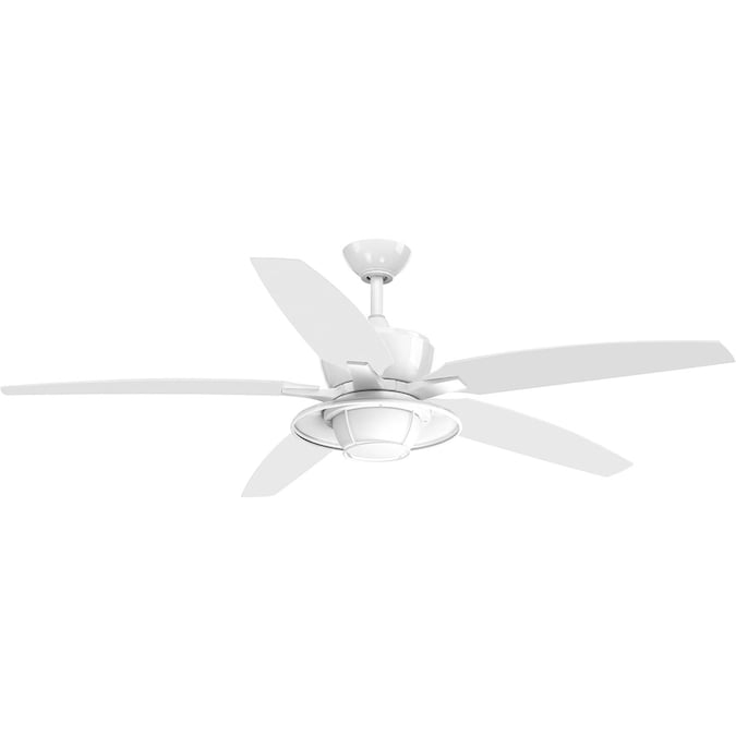 Progress Lighting Montague 60 In White Led Indoor Outdoor Downrod Or Flush Mount Ceiling Fan With Light Remote 5 Blade The Fans Department At Com - Outdoor Ceiling Fans With Remote White