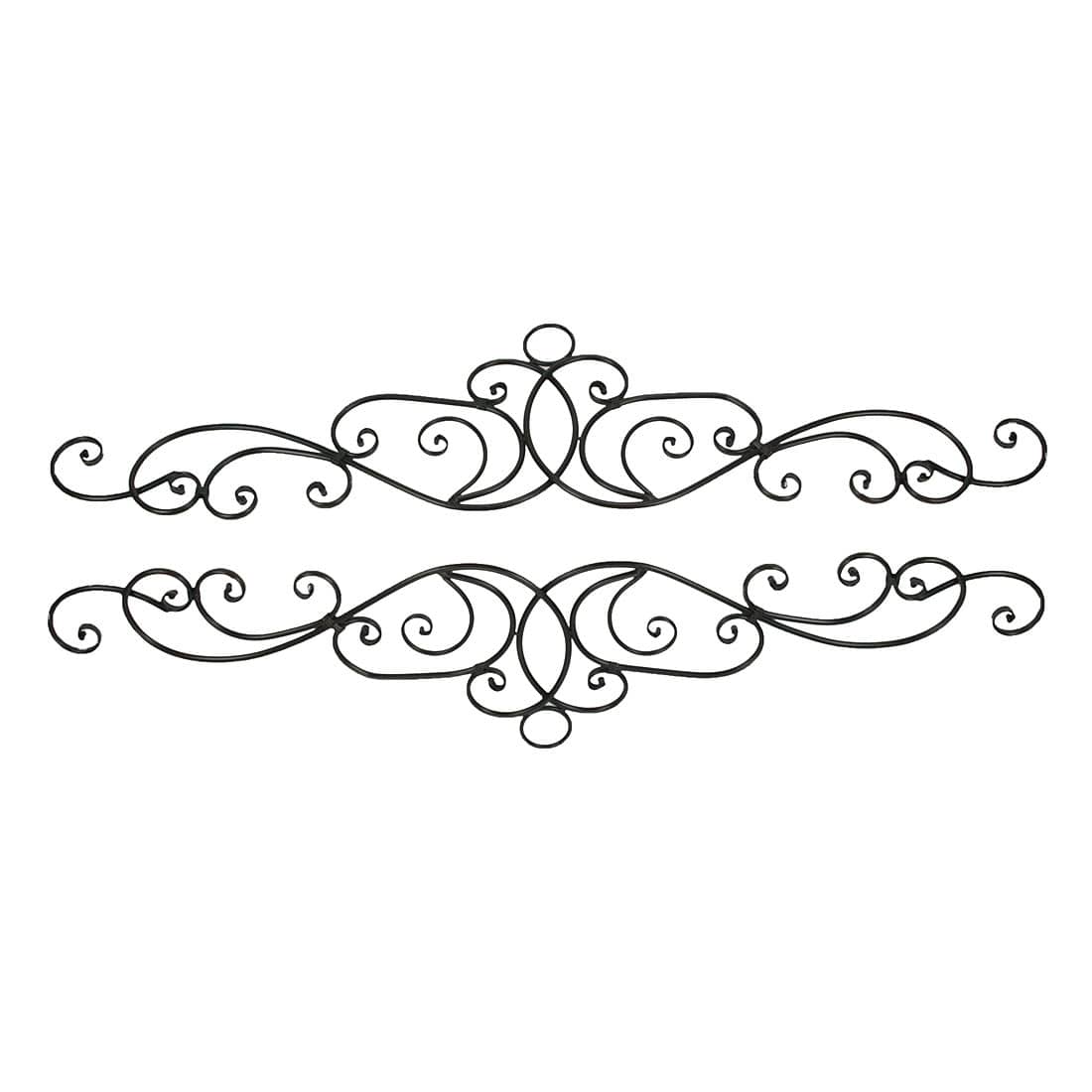 Things2Die4 MRC-31253-SET Pair of Antique Bronze Finish Metal Wall Decor Art Scrolls - Elegant Hanging Door or Window Pediments - Rustic Decorative Arches - Each 54 Inches Long