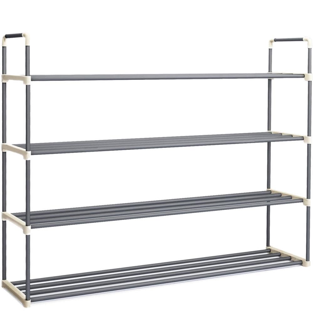 Hastings Home Gray Plastic 4 Tier Shoe Rack - Space Saving Organizer ...