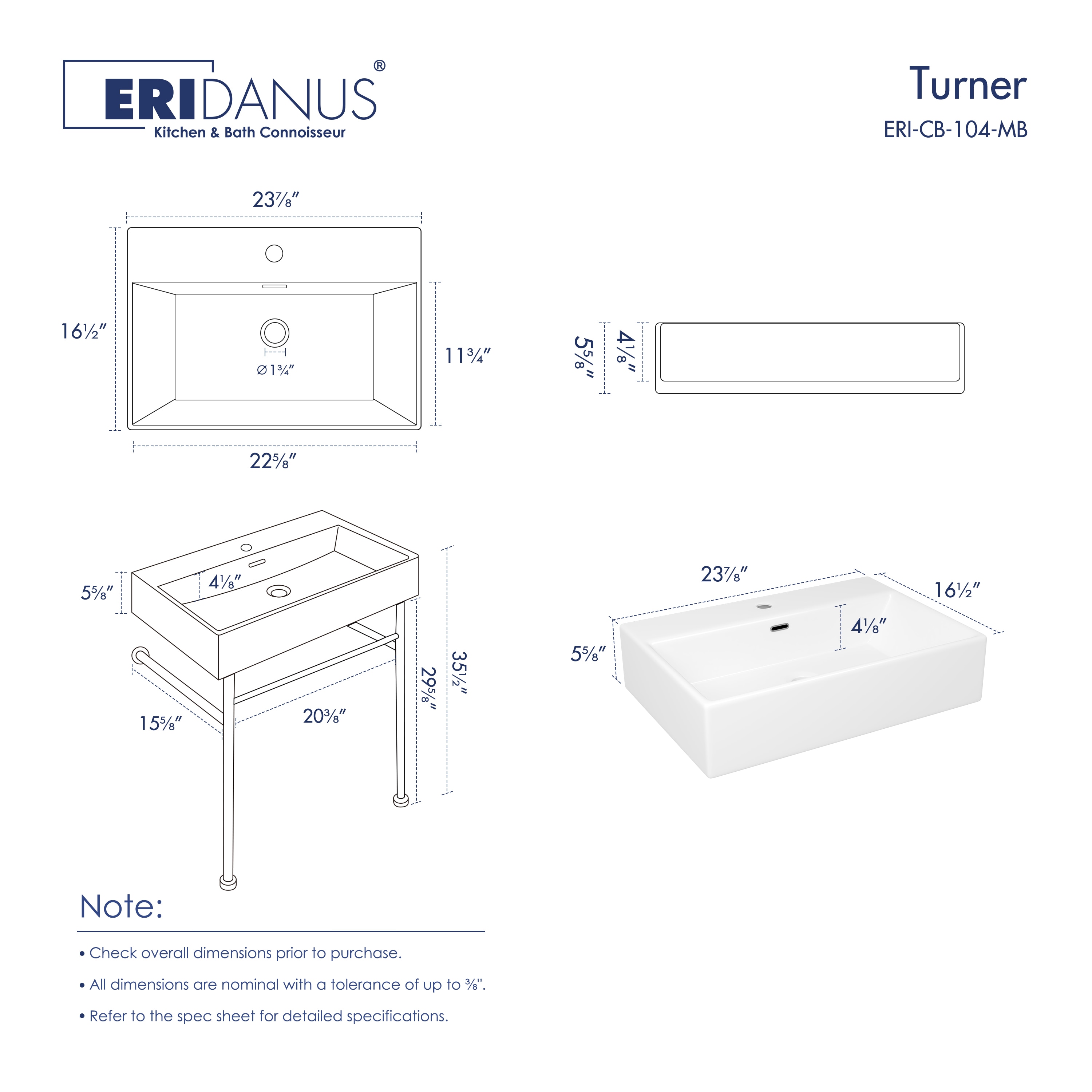 Eridanus ERI-CB-104-MB Console-Sinks - View #2