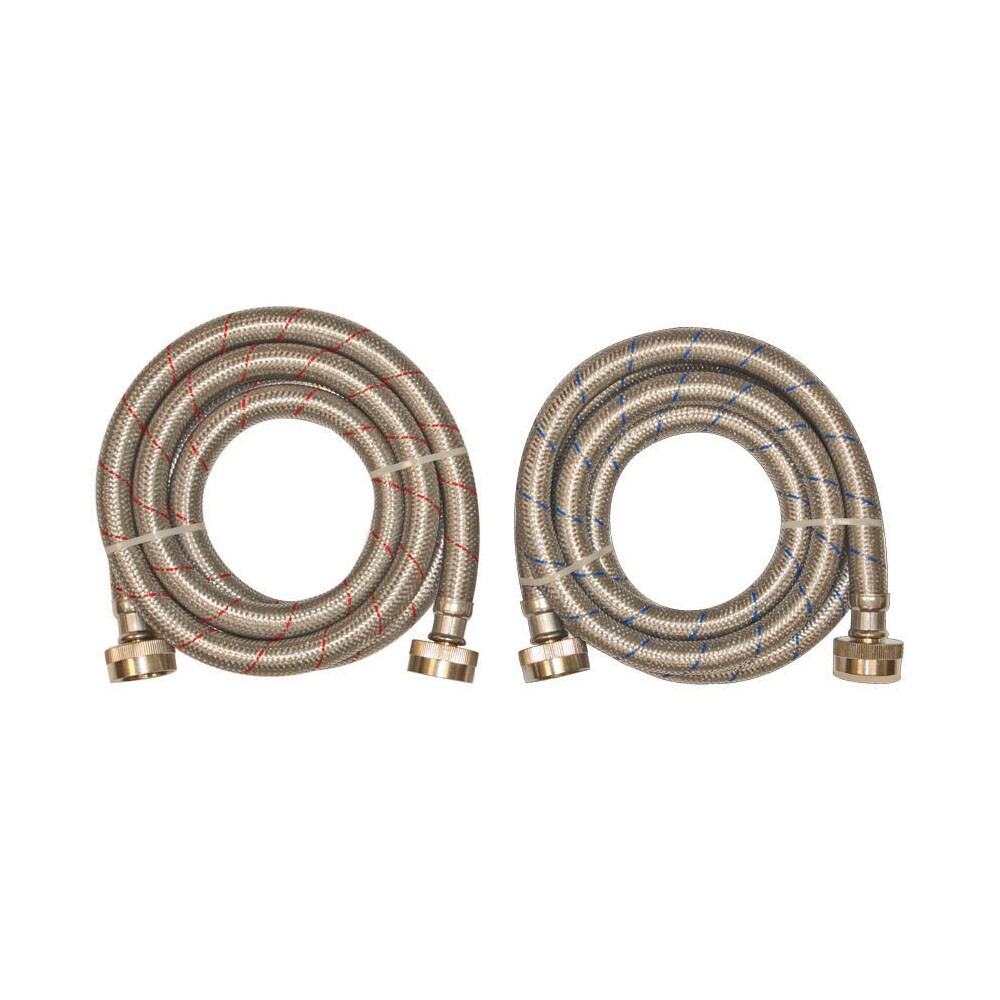 EASTMAN 2-Pack 6-ft 3/4-in Fht Inlet x 3/4-in Fht Outlet Stainless Steel Washing Machine Connector