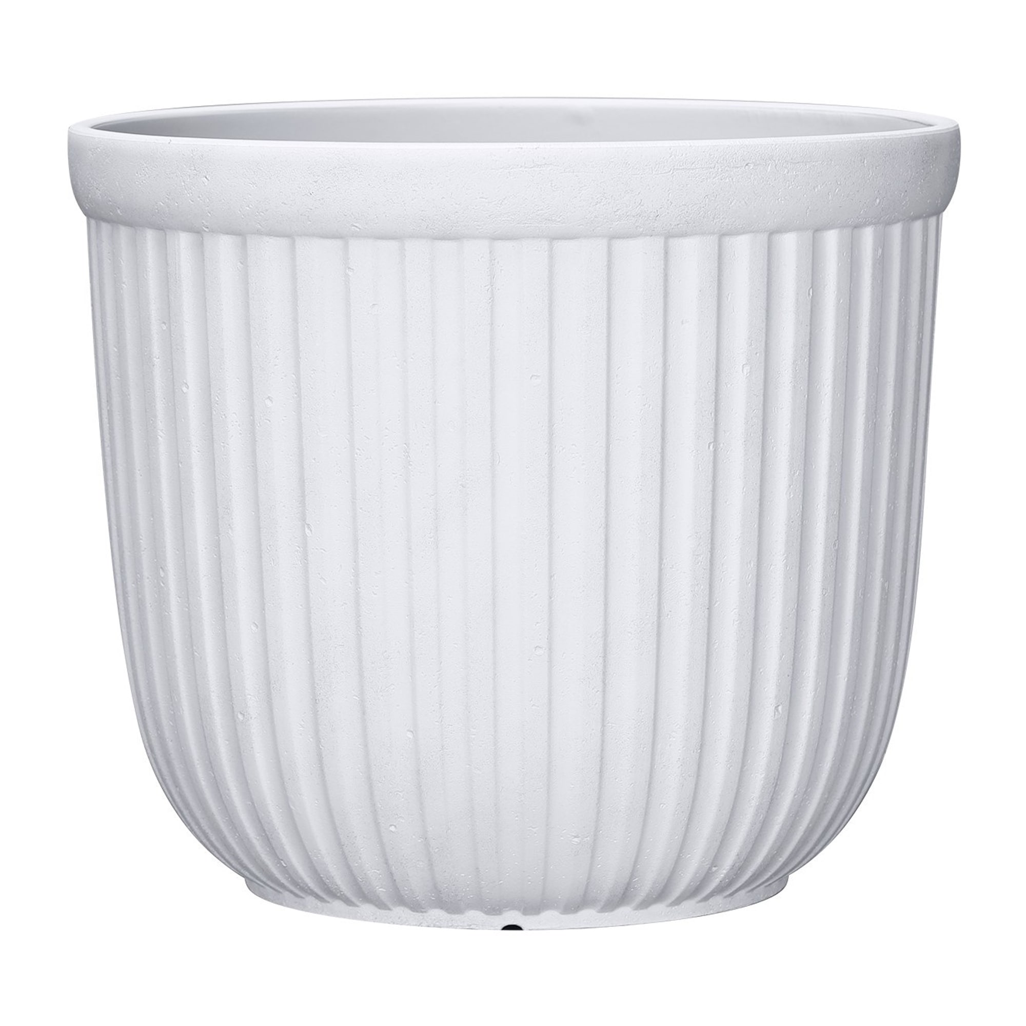 Origin 21 PLJD814TWJ Round 13.03-in W White Recycled plastic Indoor/Outdoor Planter
